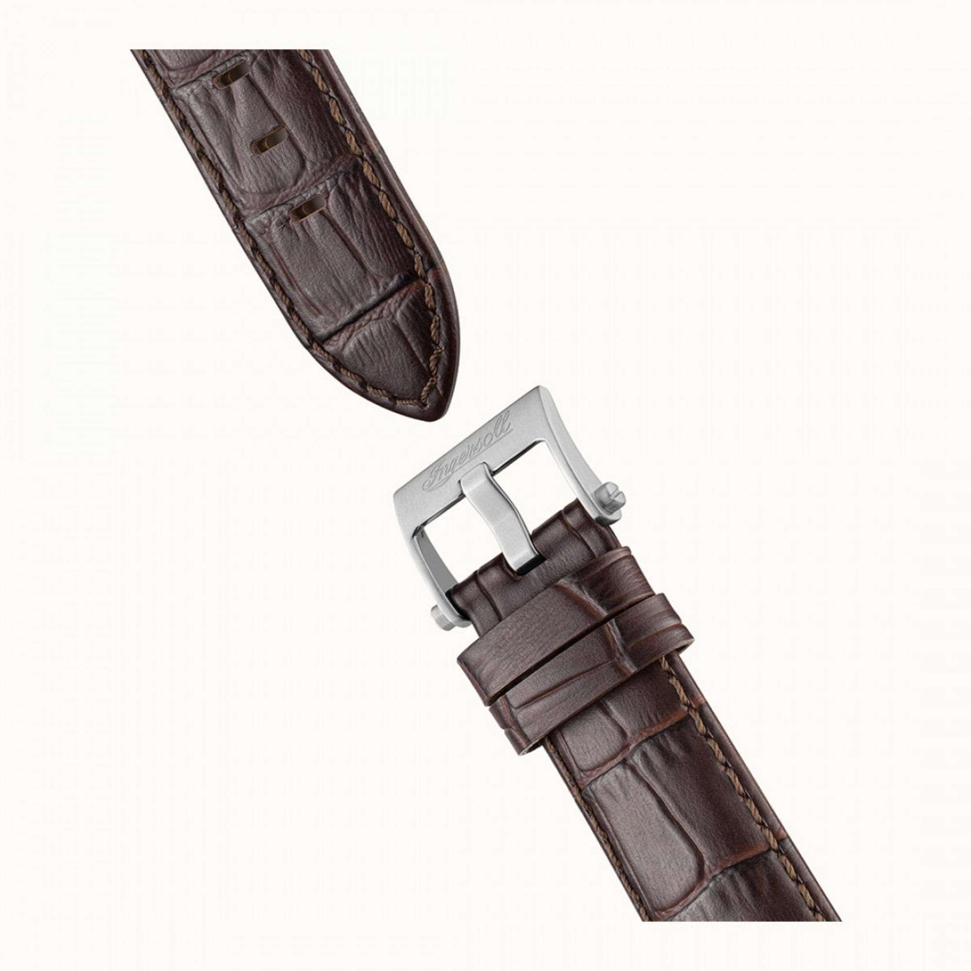 Ingersoll The Orville Automatik Silber Skelett Zifferblatt Braunes Lederarmband Herren Uhr I09301B
