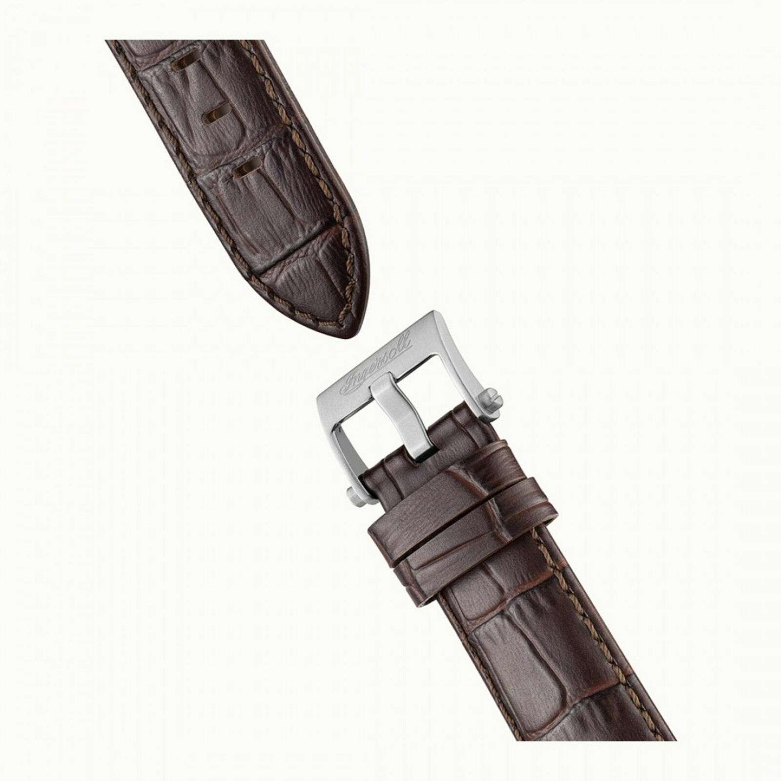Ingersoll The Orville Automatik Silber Skelett Zifferblatt Braunes Lederarmband Herren Uhr I09301B