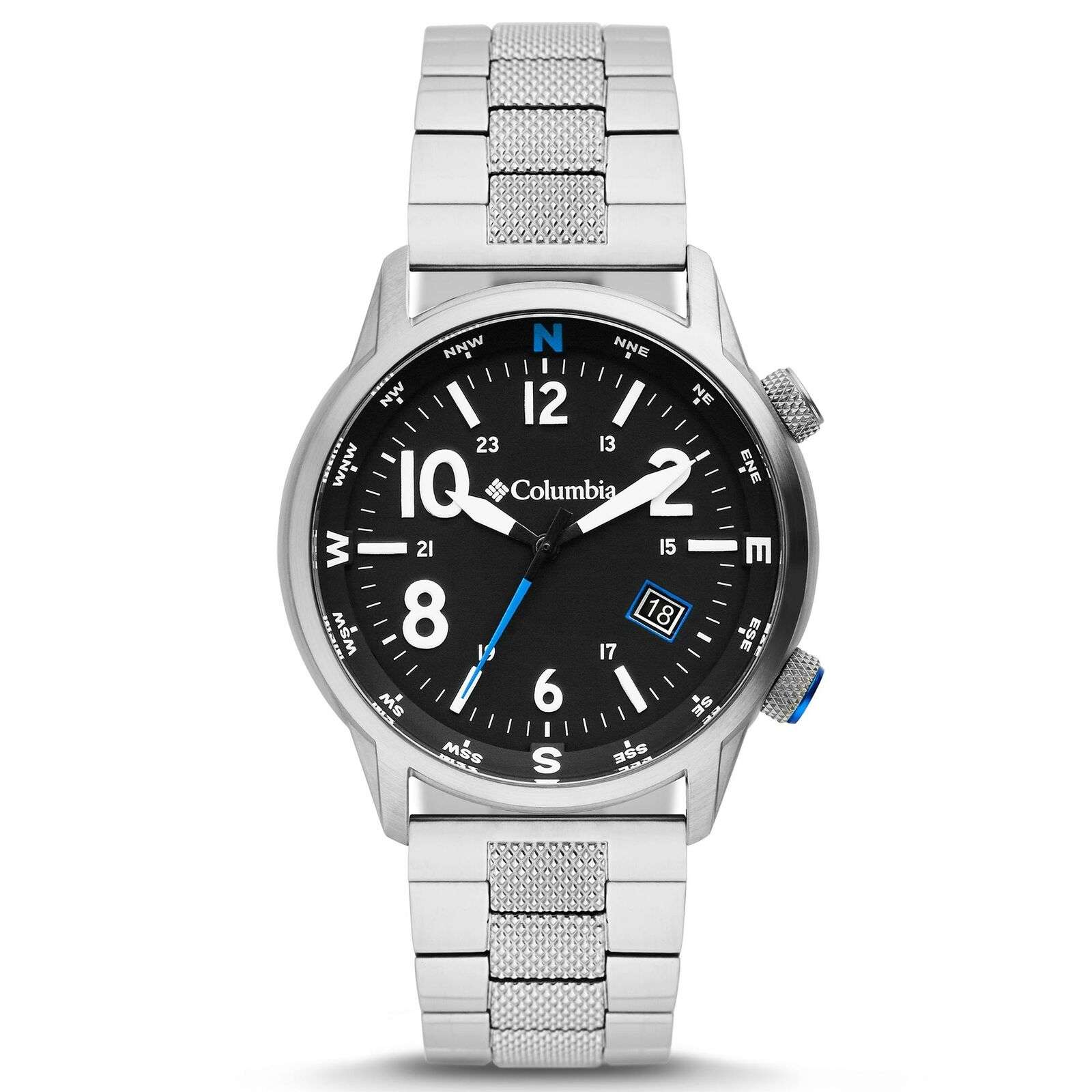 Columbia Outbacker Quarz Schwarzes Zifferblatt Silber Edelstahl Armband Herren Uhr CSC01-005