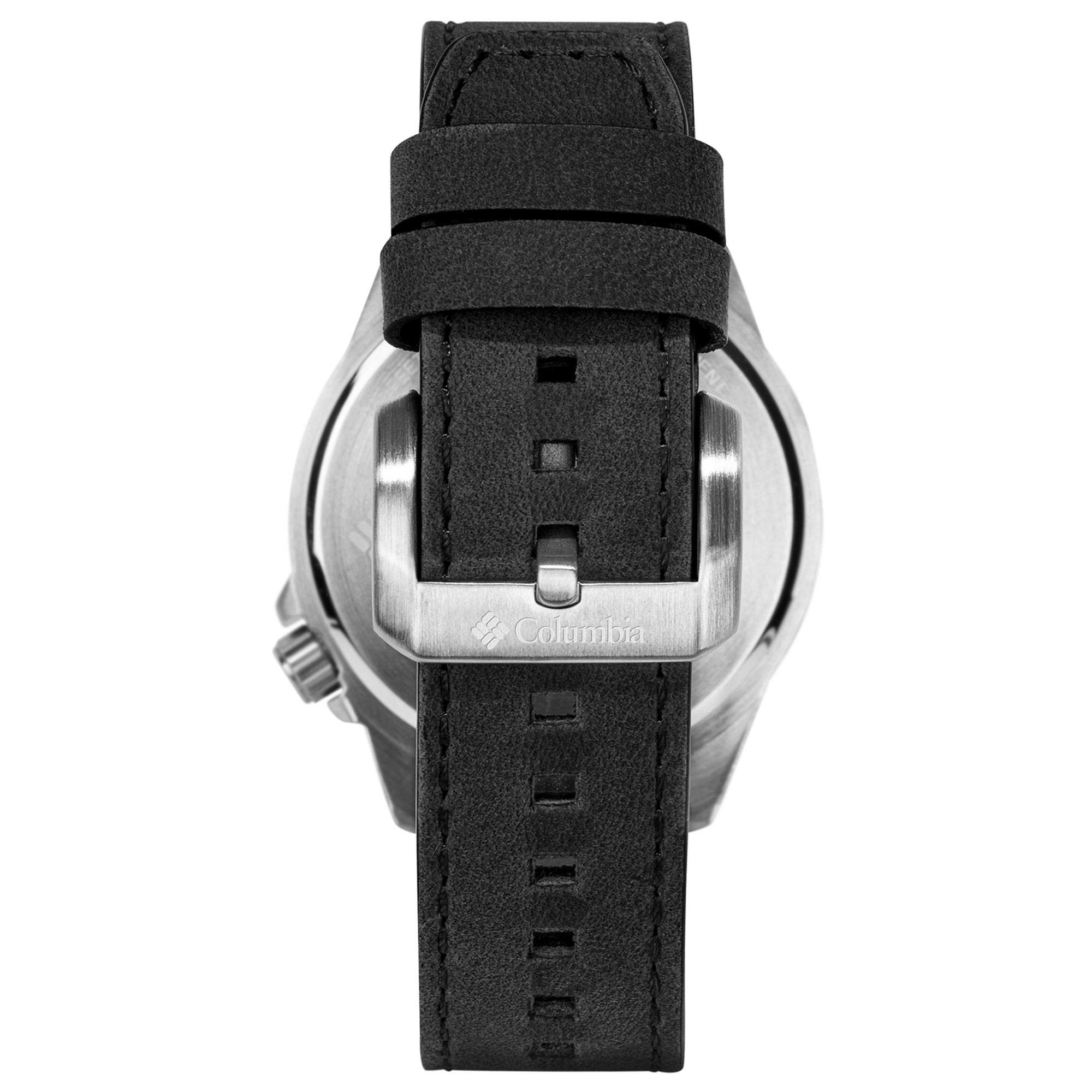 Columbia Exklusive Crestview Quarz Schwarzes Zifferblatt Lederarmband Uhr CSS10-001