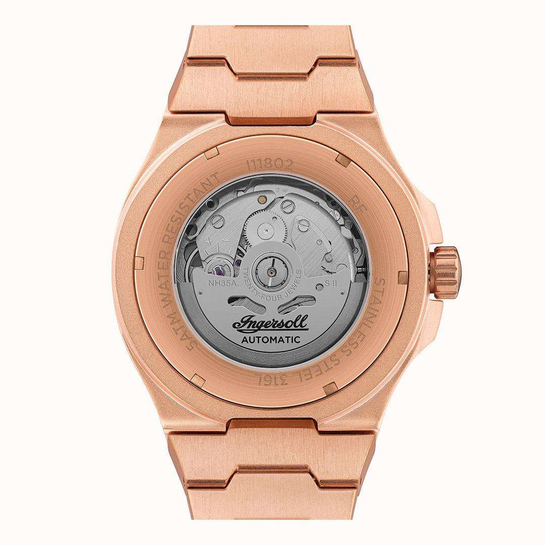 Ingersoll The Catalina Automatik Schwarz Zifferblatt Roségold Edelstahlarmband Herren Uhr I11802
