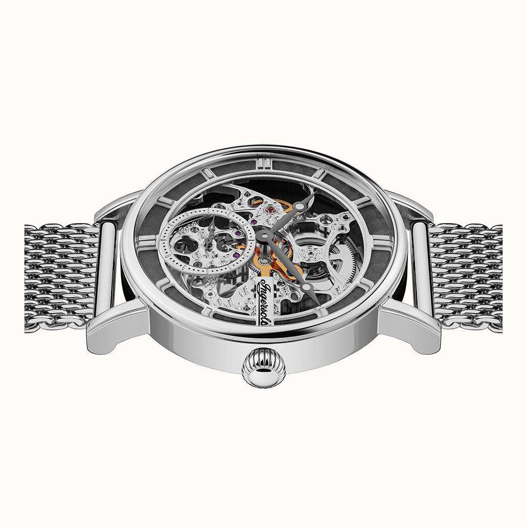 Ingersoll The Herald Automatik Graues Zifferblatt Mailänder Armband Herren Uhr I00405B