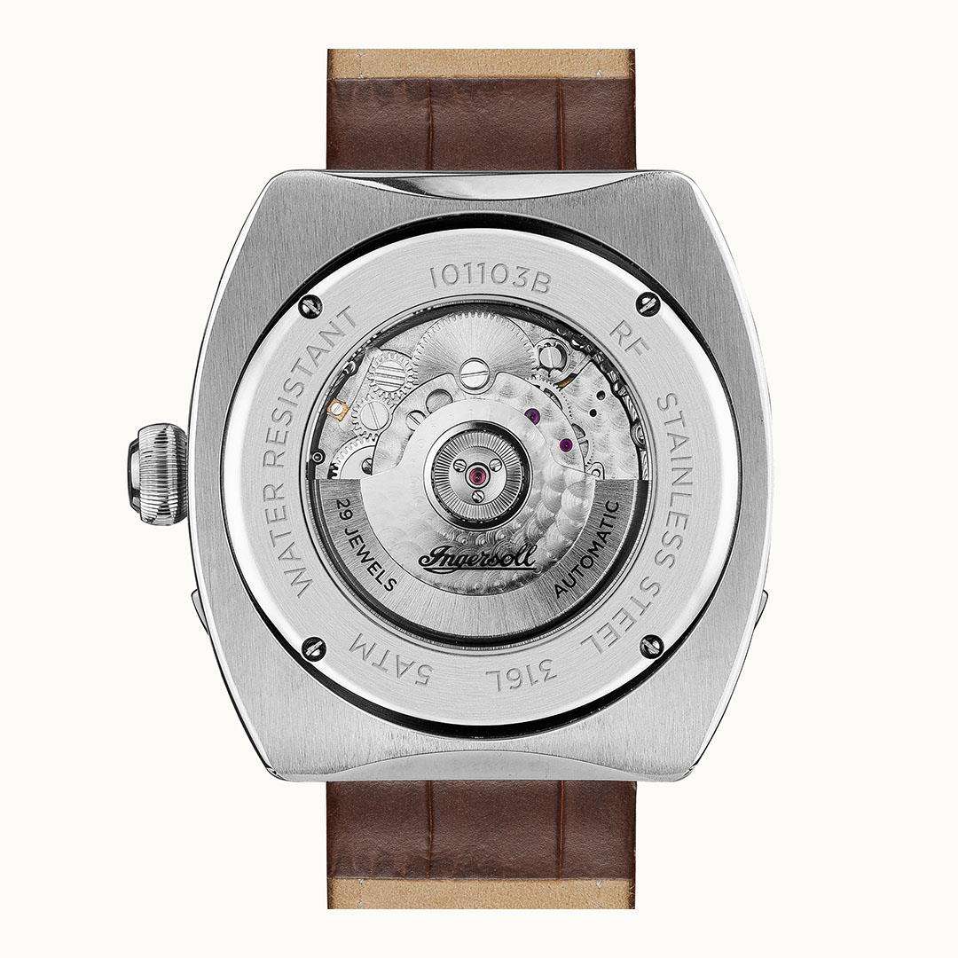 Ingersoll The Michigan Automatik Weiß Zifferblatt Braun Lederarmband Herren Uhr I01103B