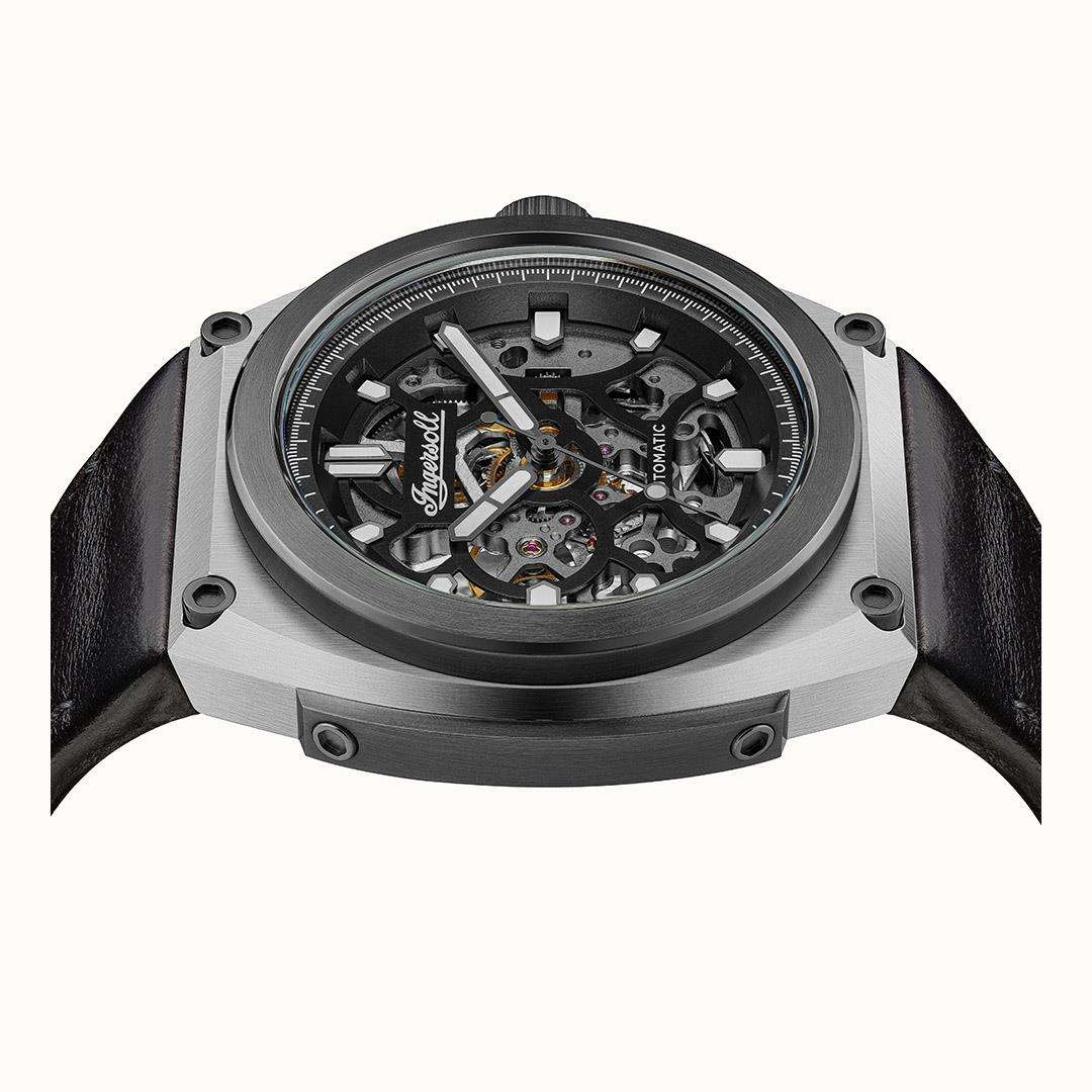 Ingersol The Motion Automatische Schwarze Zifferblatt Lederarmband Herren Uhr I11702B