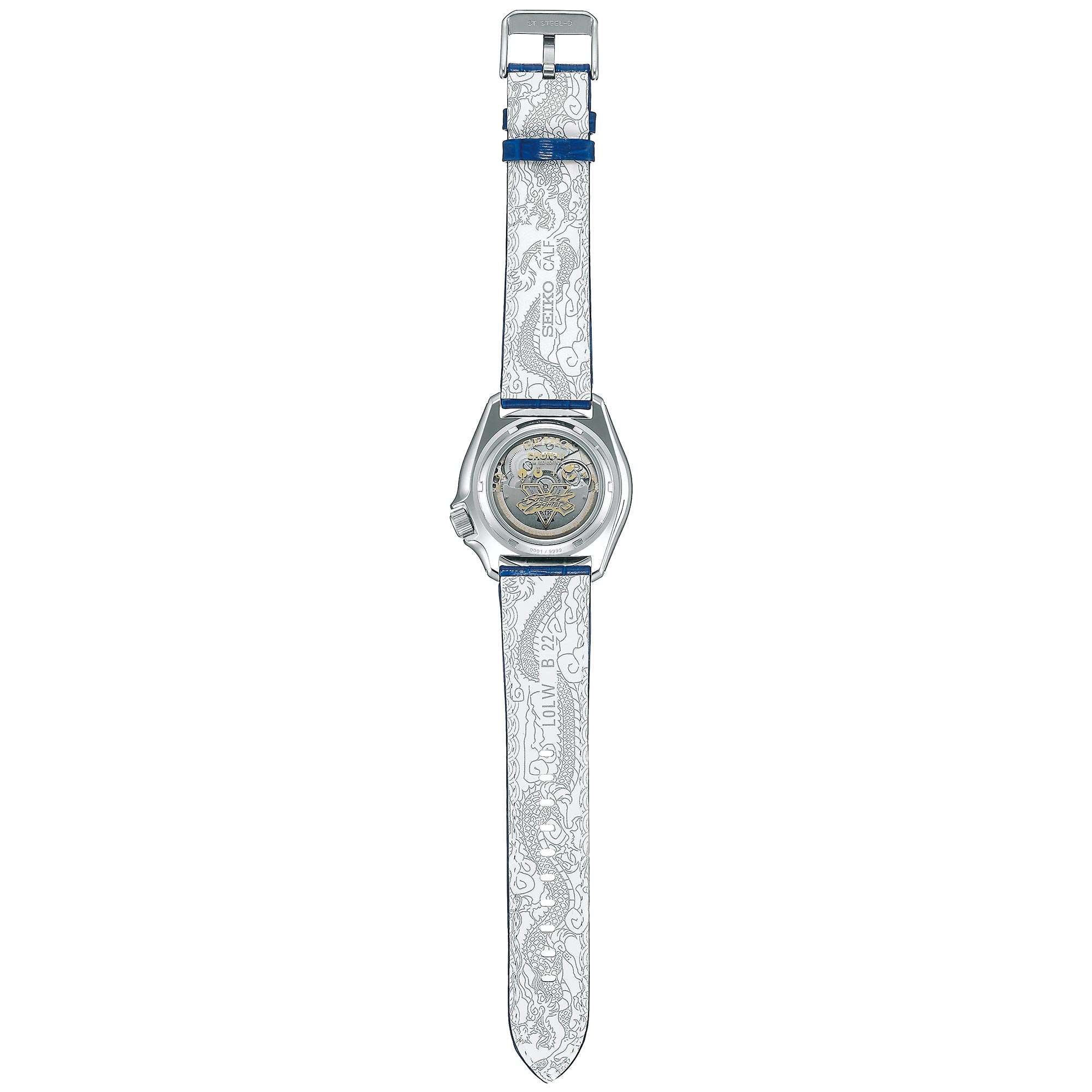 Seiko 5 Sports Street Fighter Chun Li Blaues Zifferblatt Lederarmband Herren Uhr SRPF17K1