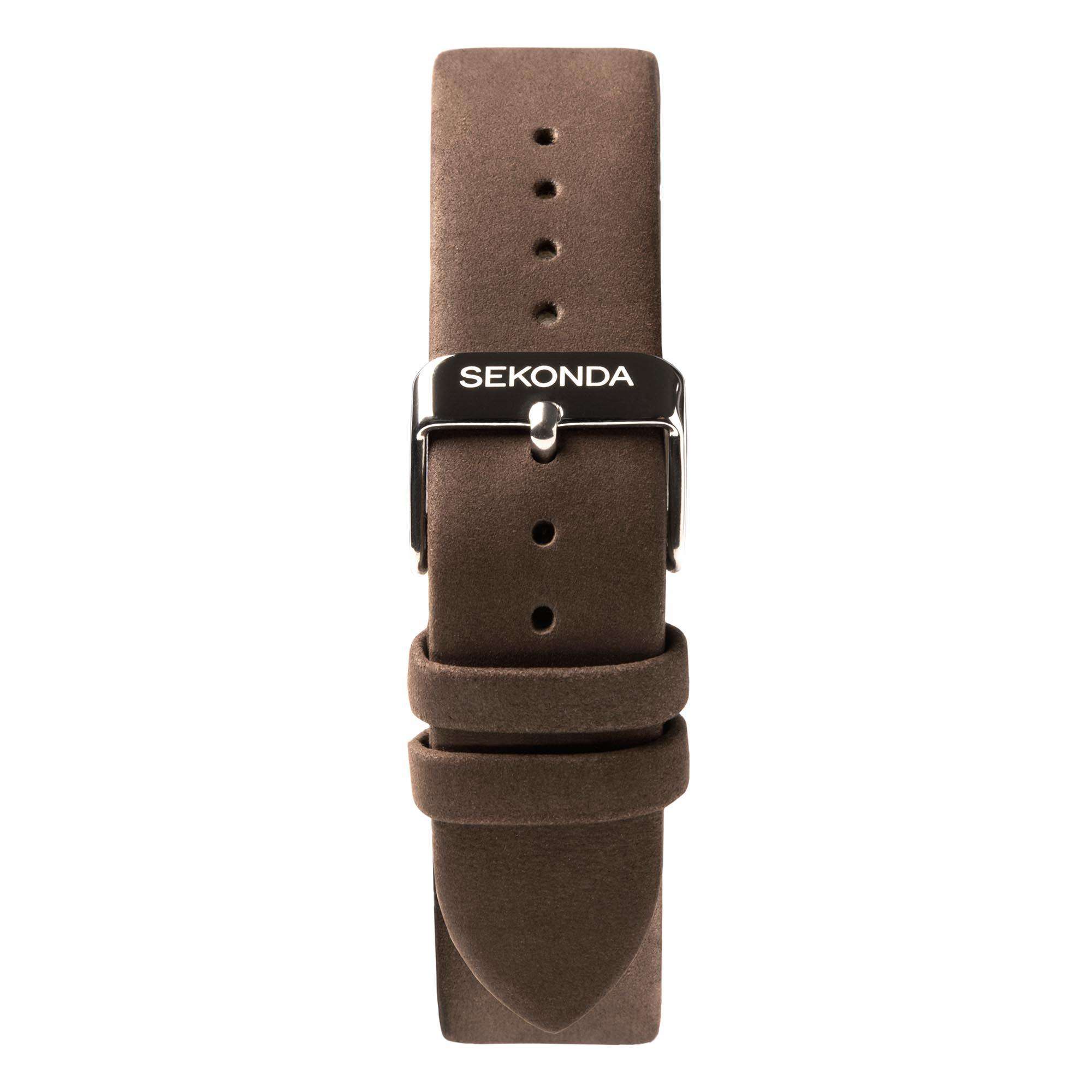 Sekonda Airborne Quarz Schwarze Zifferblatt Brauner Armband Herren Uhr 1988
