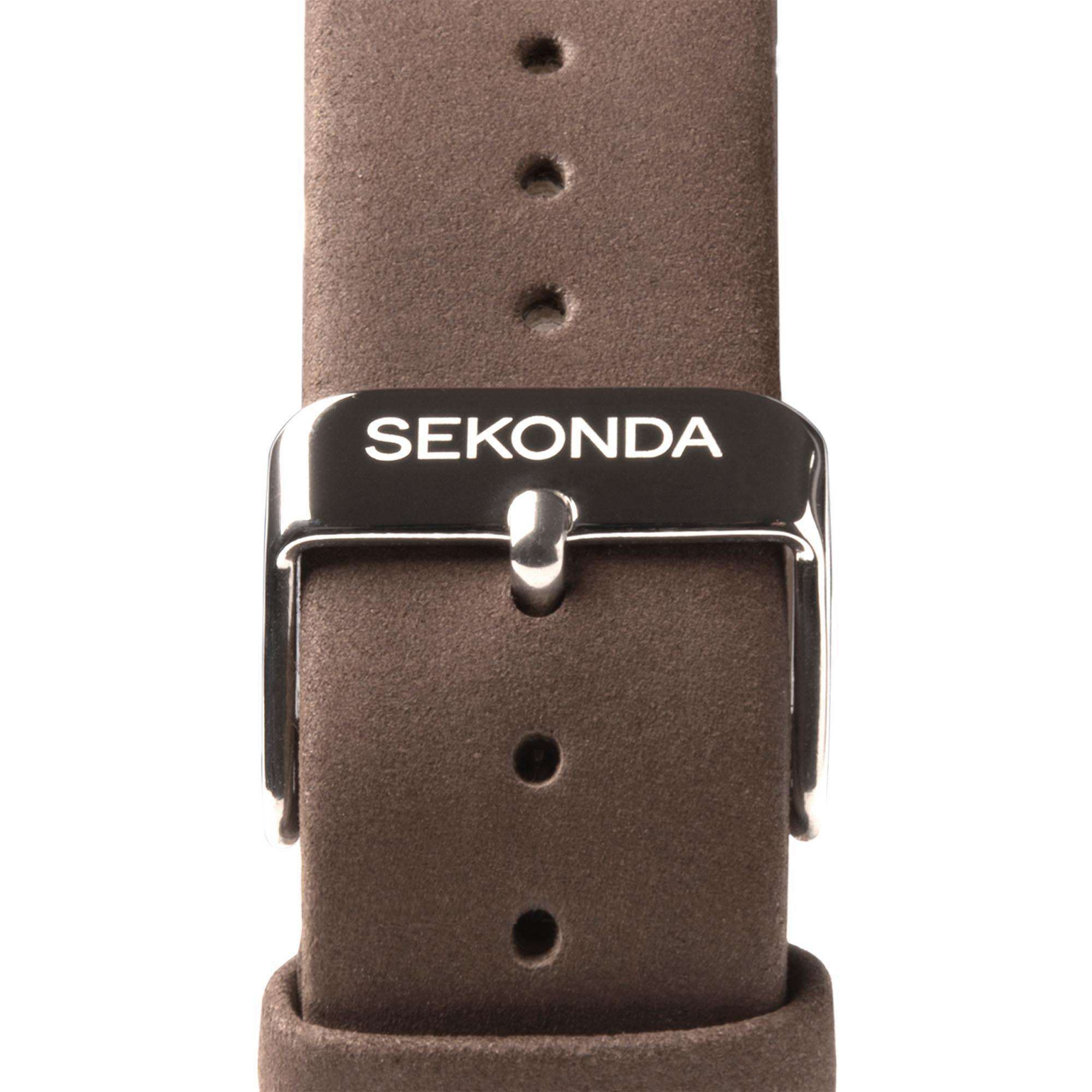 Sekonda Airborne Quarz Schwarze Zifferblatt Brauner Armband Herren Uhr 1988