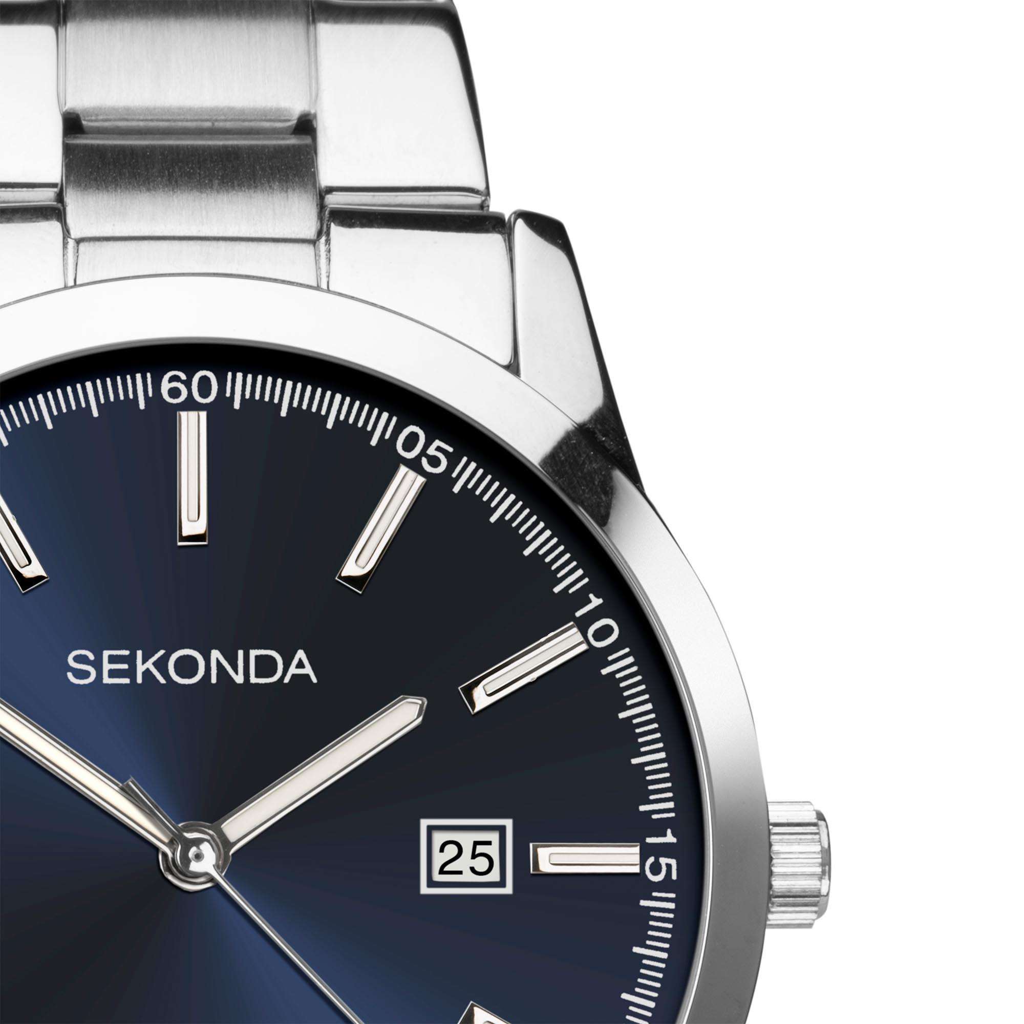 Sekonda Classic Quarz Blauer Zifferblatt Edelstahlarmband Herren Uhr 1943