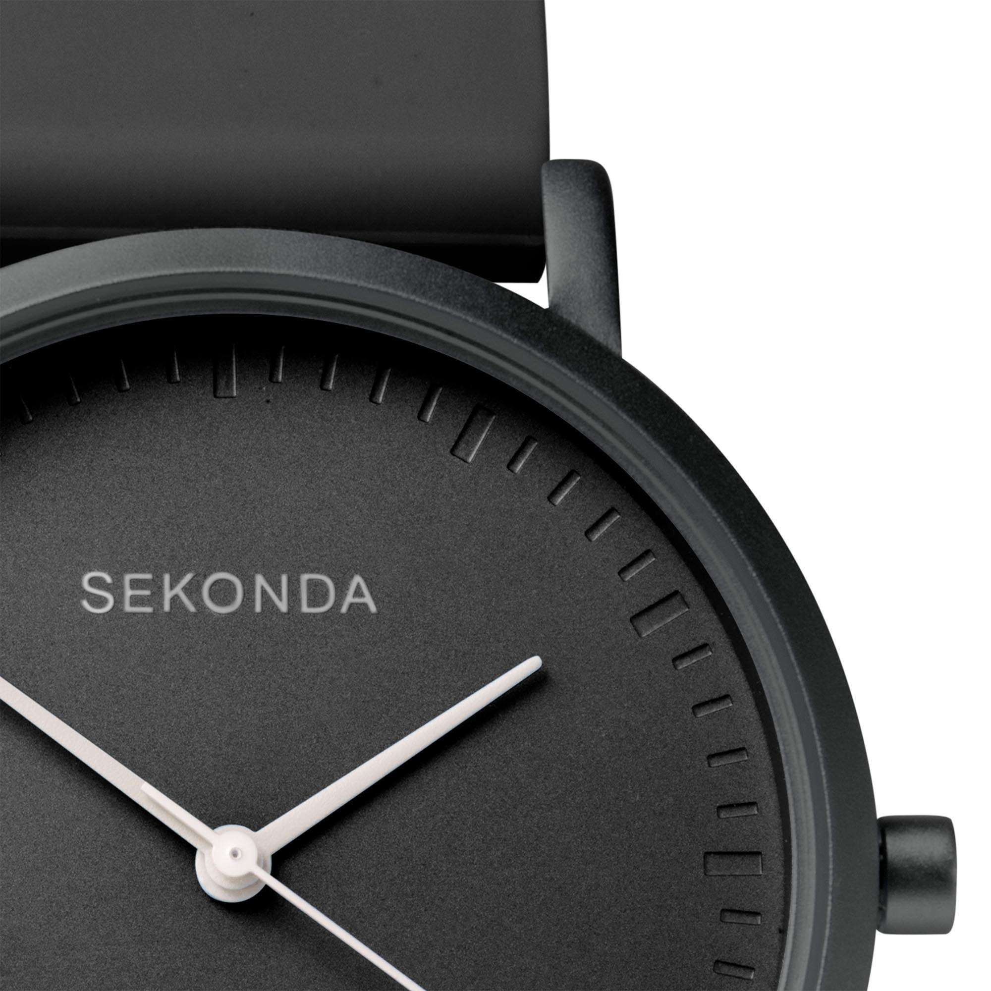 Sekonda In Colour Quarz Schwarzes Zifferblatt Schwarzes Silikonarmband Damen Uhr 40389
