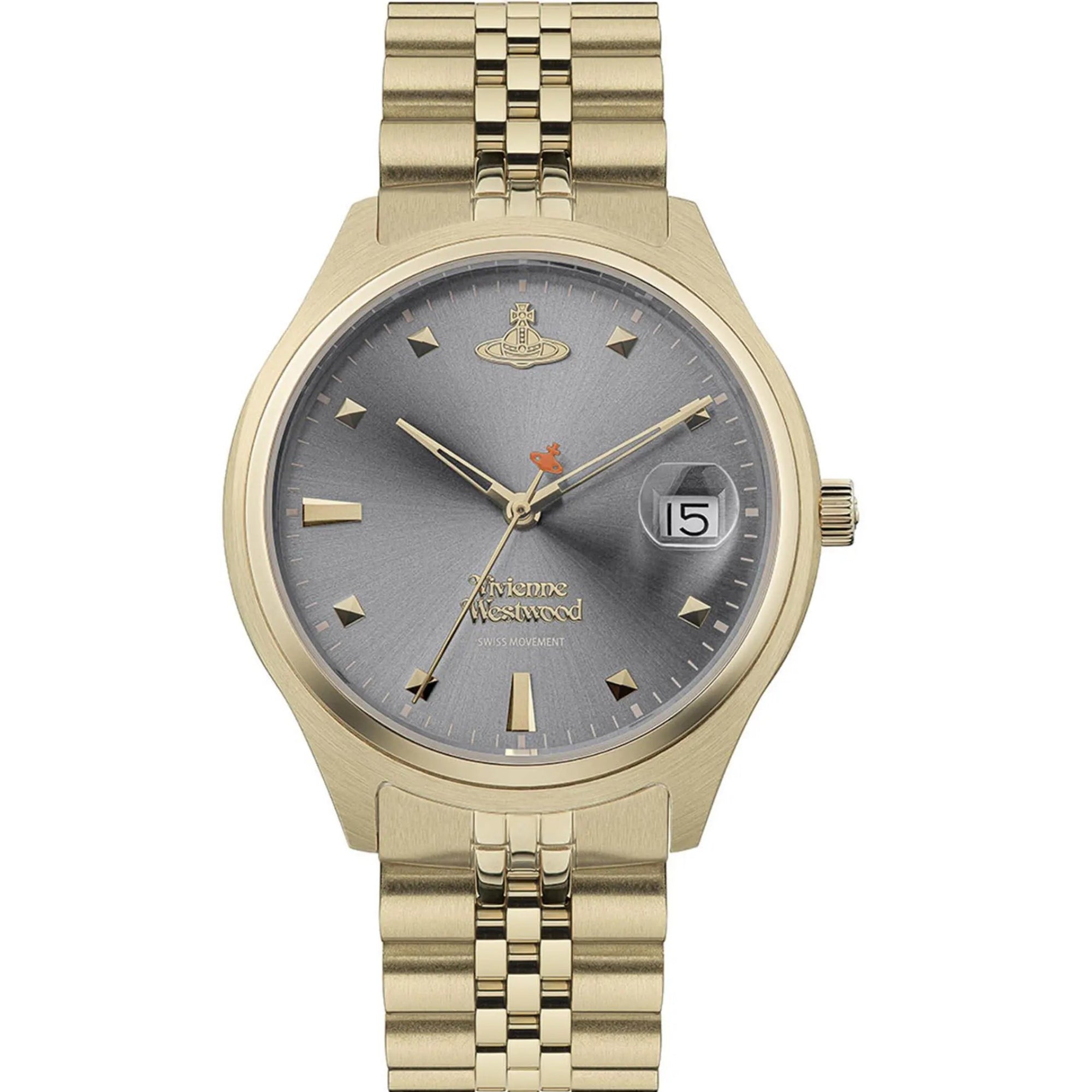 Vivienne Westwood Camberwell Quarz Graues Zifferblatt Gold Edelstahlarmband Damen Uhr VV261GYGD