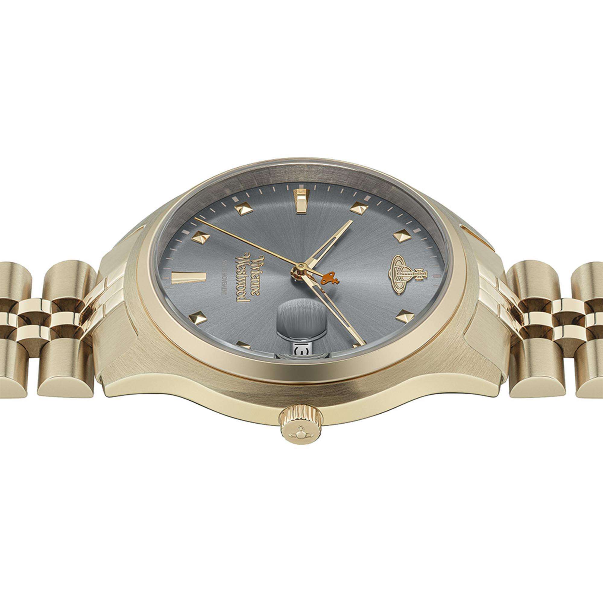 Vivienne Westwood Camberwell Quarz Graues Zifferblatt Gold Edelstahlarmband Damen Uhr VV261GYGD