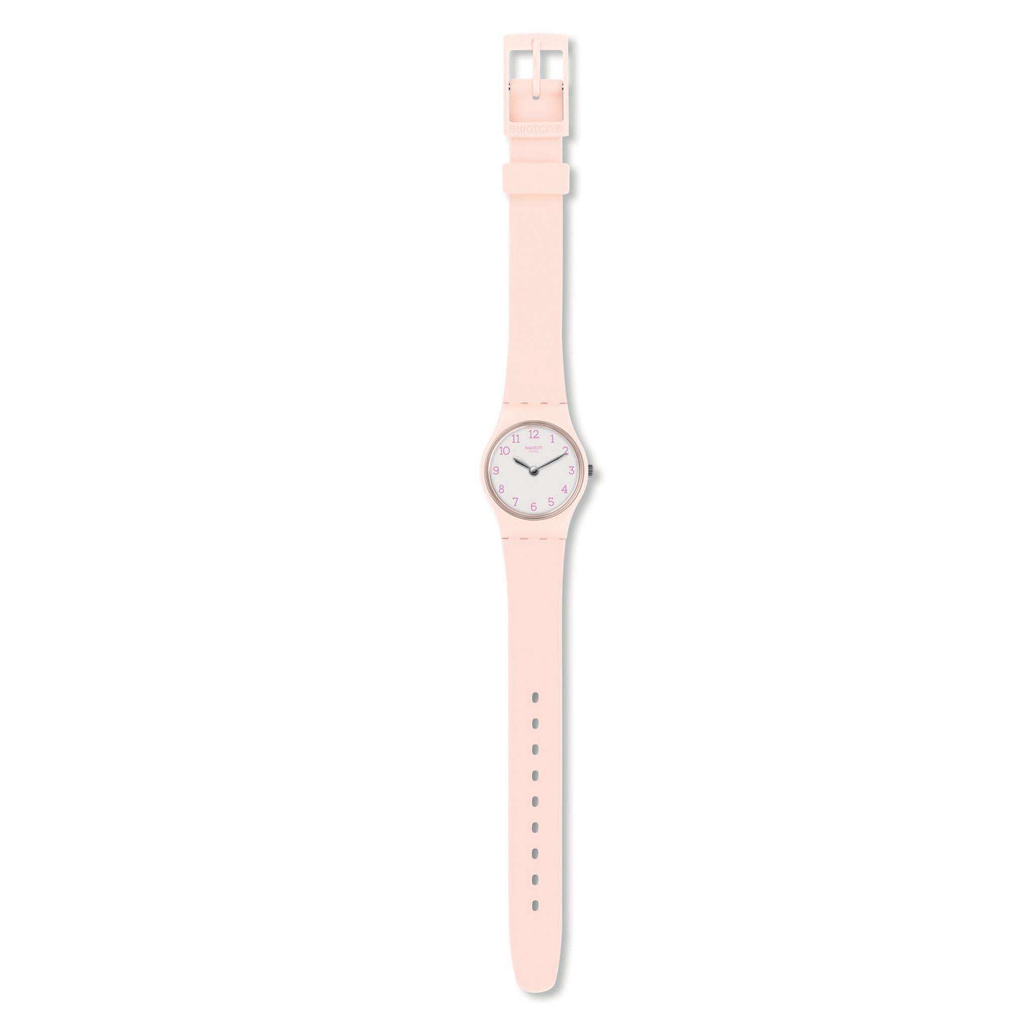 Swatch Original Gent Pinkbelle Weißes Zifferblatt Silikonarmband Damen Uhr LP150
