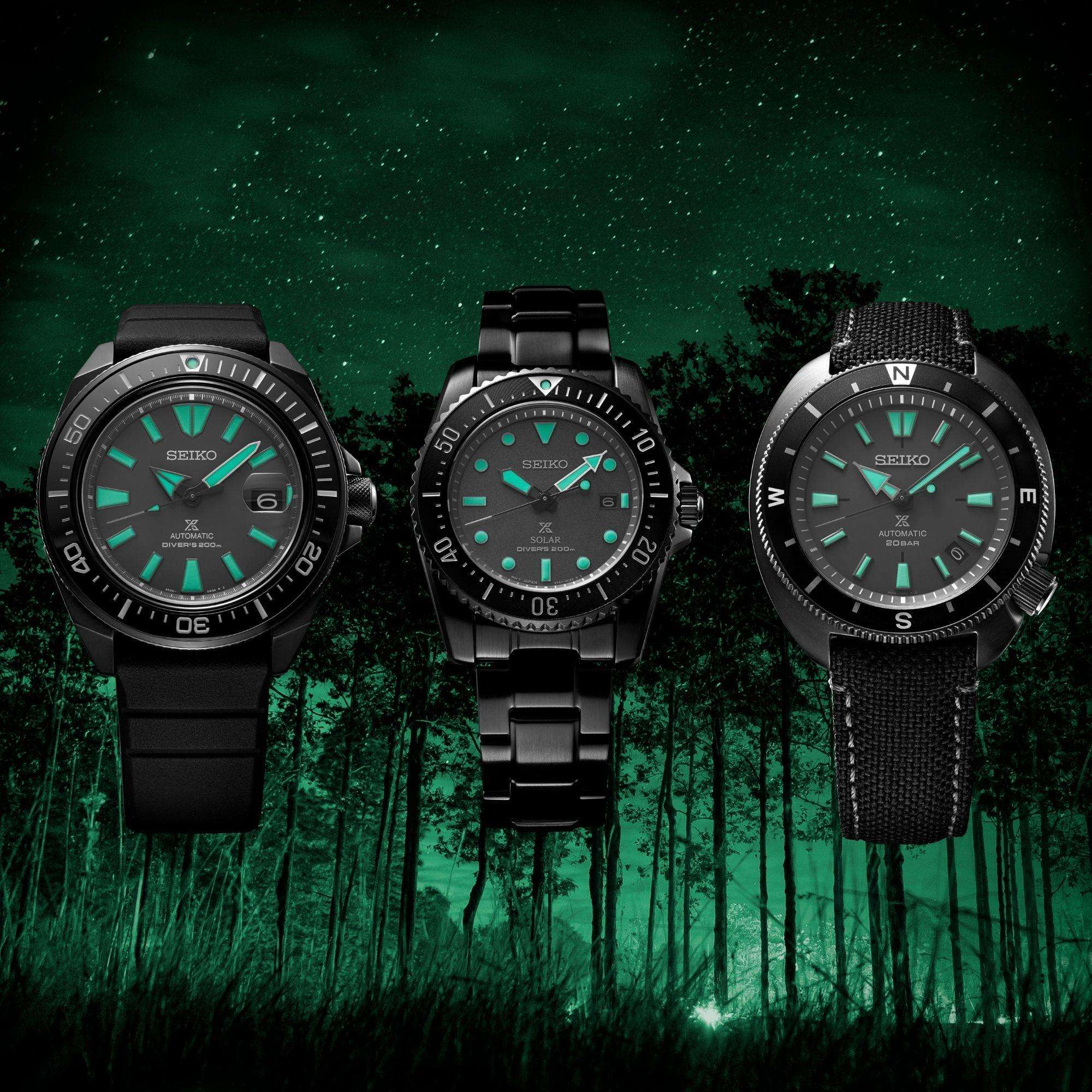 Seiko Prospex Black Series Night Vision 1965 Re-interpretation Solar Limited Edition Black Dial Watch SNE587P1
