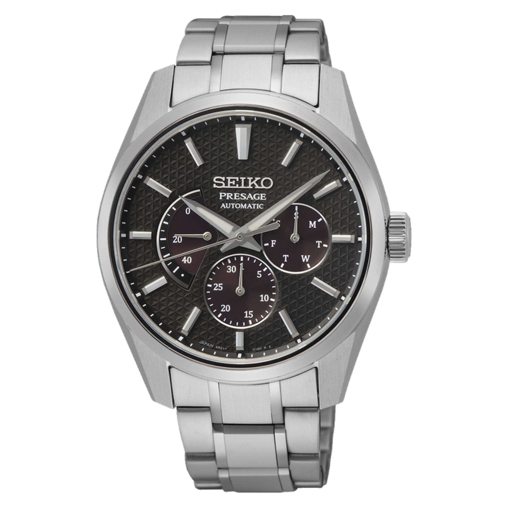 Seiko Presage Sharp Edged "Kurotobi" Rostbraun Automatik Braunes Zifferblatt Edelstahlarmband Herren Uhr SPB307J1