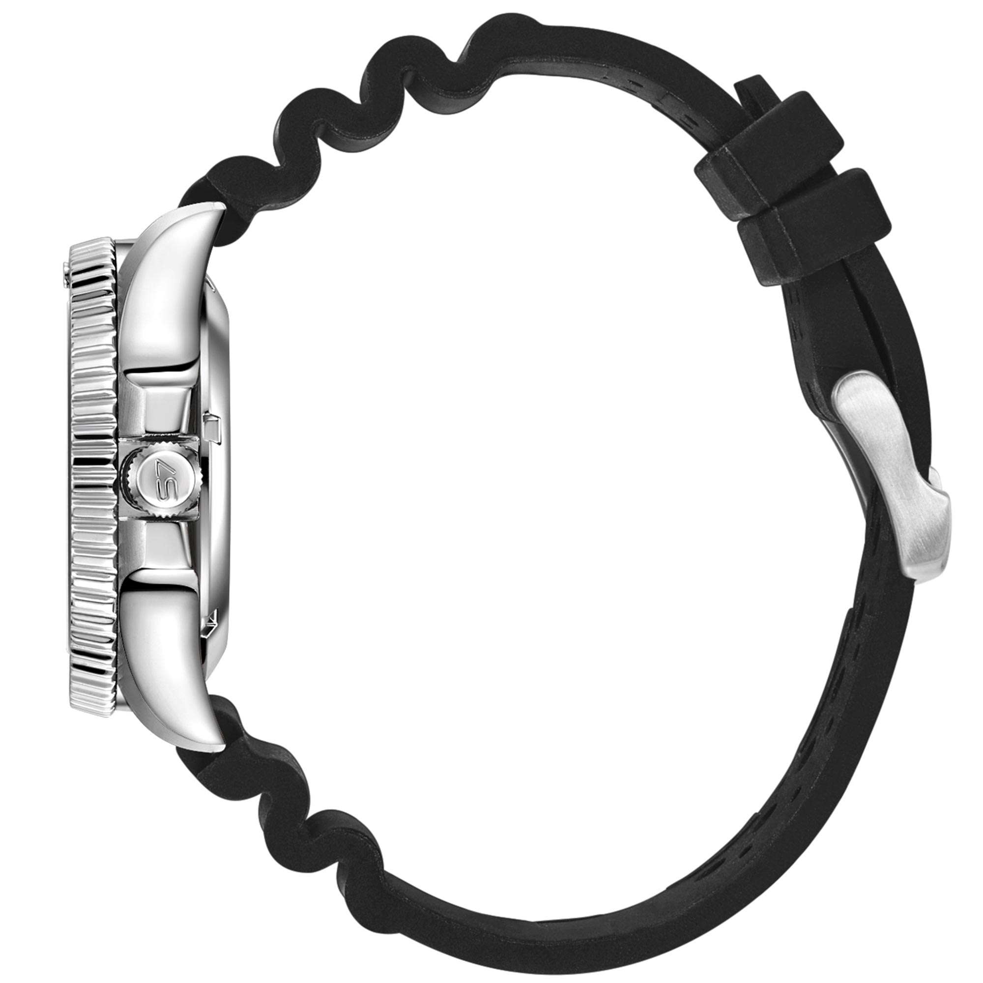 Rotary Super 7 SCUBA Automatik Schwarzes Zifferblatt Keramikkranz Silikonarmband Herren Taucheruhr S7S001S