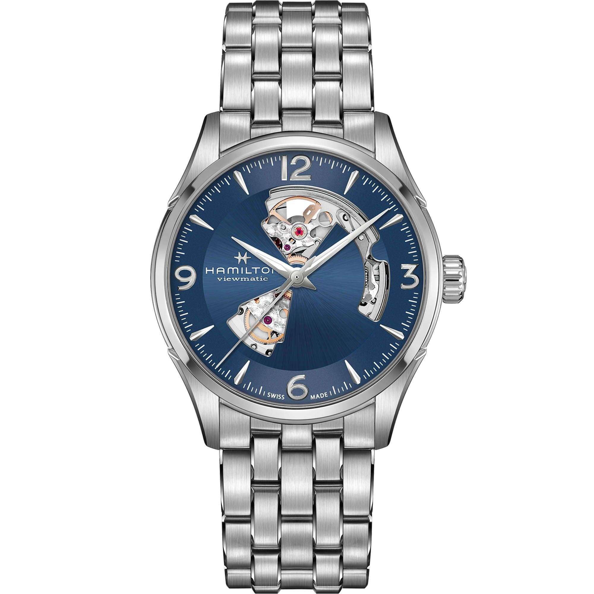 Hamilton Jazzmaster 42mm Offenes Herz Blau Zifferblatt Stahl Herren Automatik Uhr H32705141