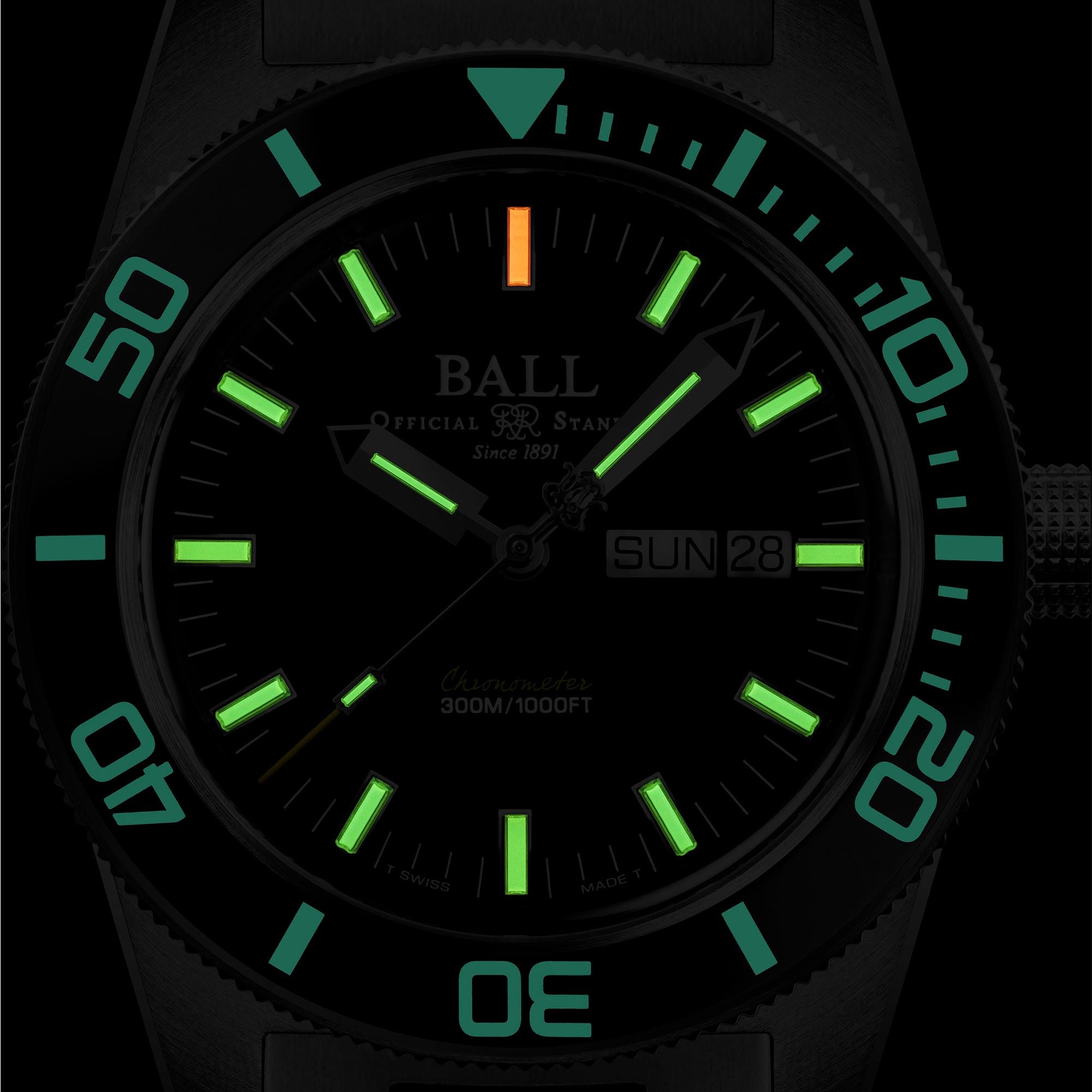 BALL Skindiver Heritage Automatic Black Dial Steel Strap Men's Watch DM3308A-SC-BK