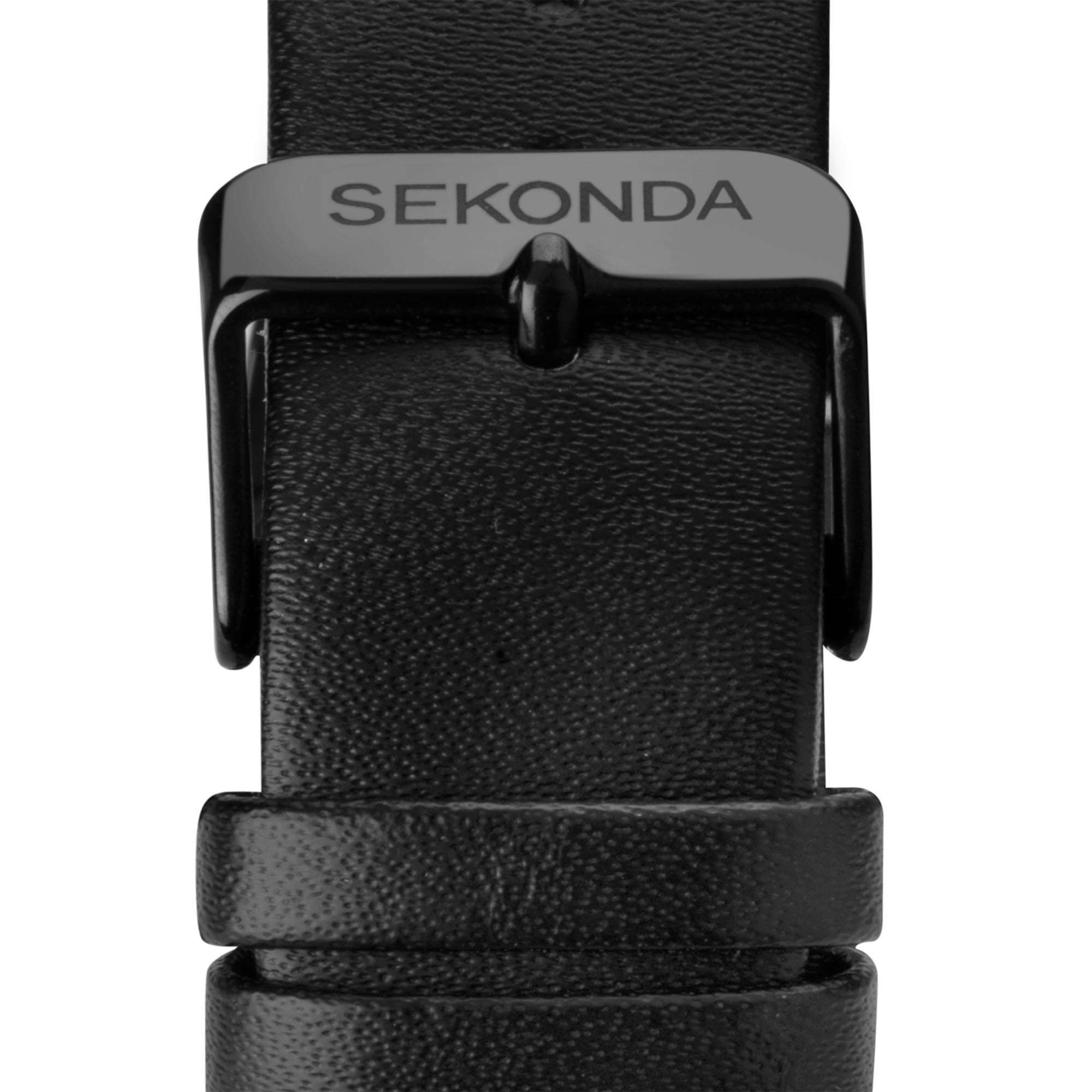 Sekonda Classic Quartz Black Dial Leather Strap Watch 1941