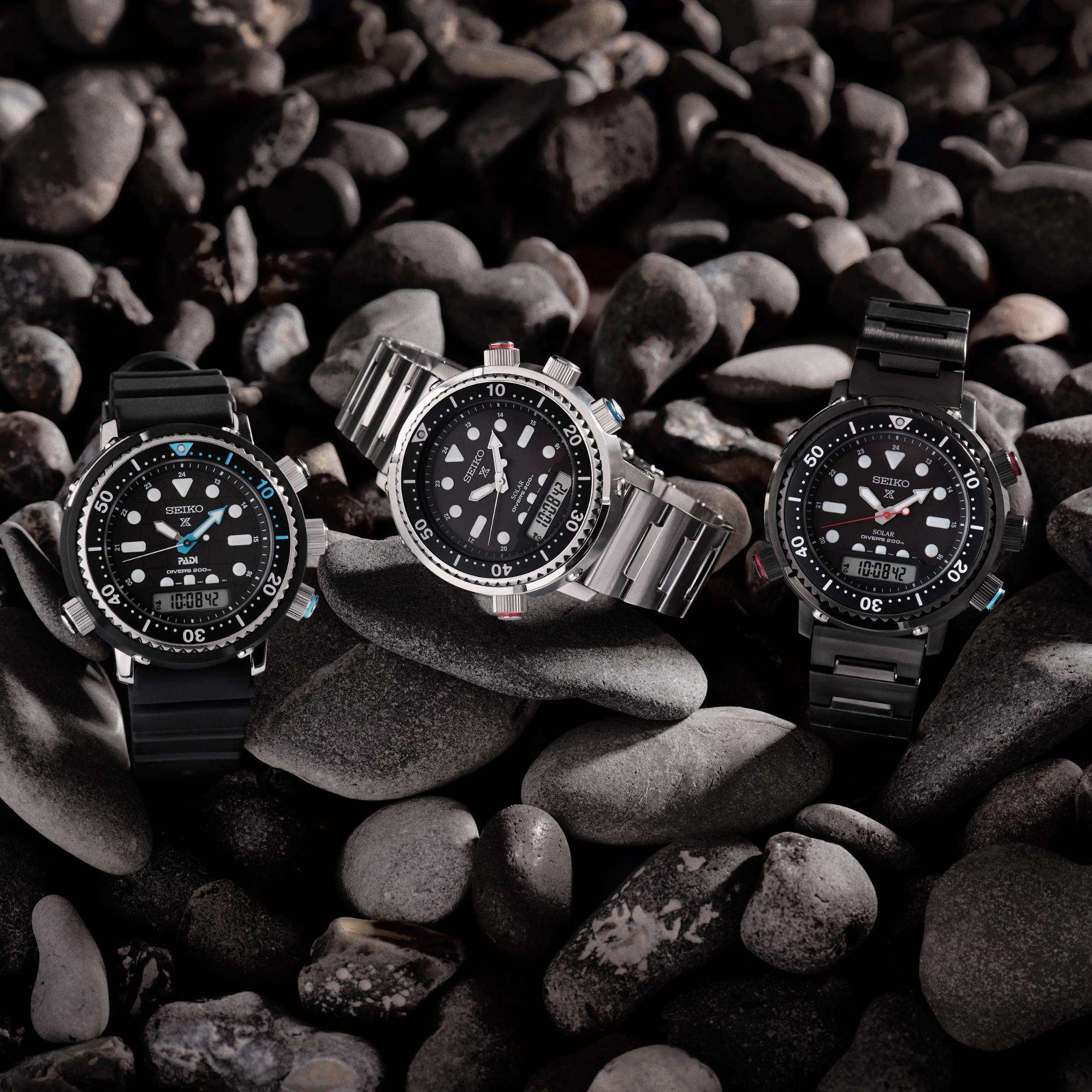 Seiko Prospex Solar Arnie Hybrid Divers 40th Anniversary Automatic Black Dial Stainless Steel Bracelet SNJ033P1