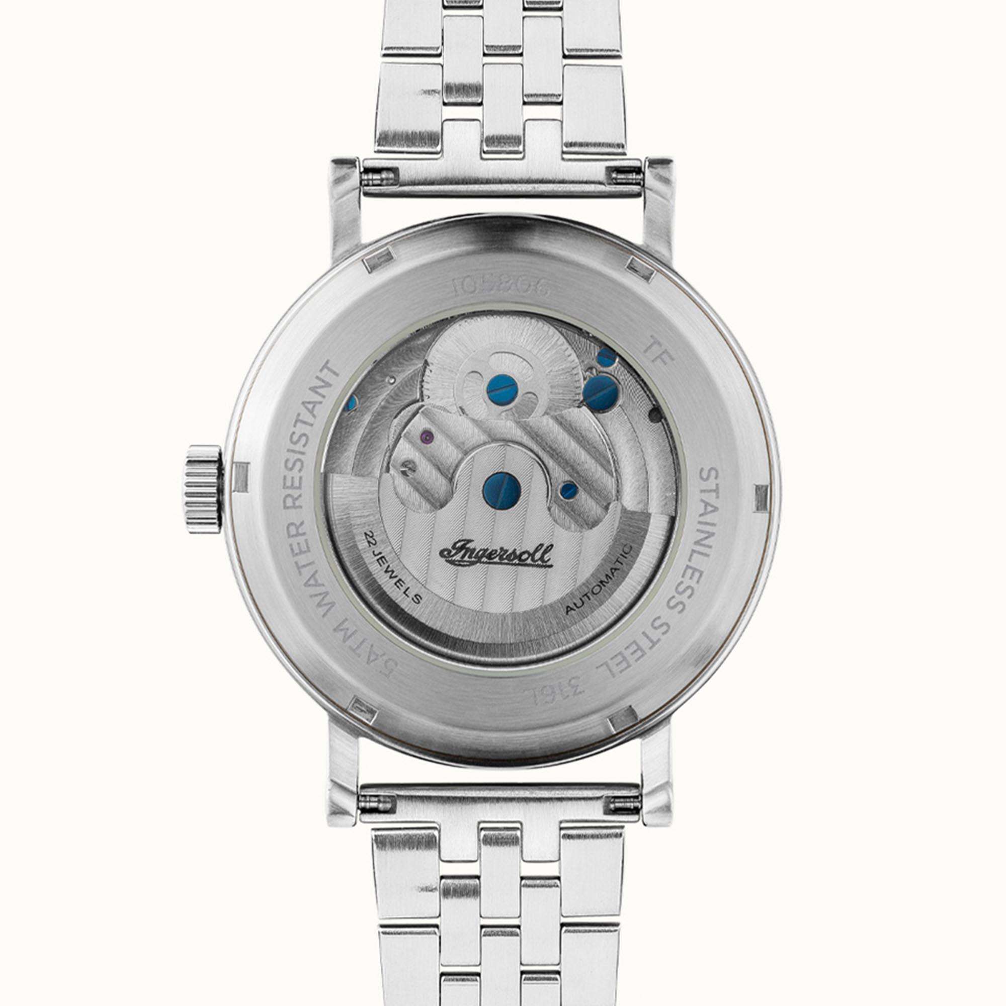 Ingersoll The Charles Automatik Silber Zifferblatt Edelstahl Armband Herren Uhr I05806