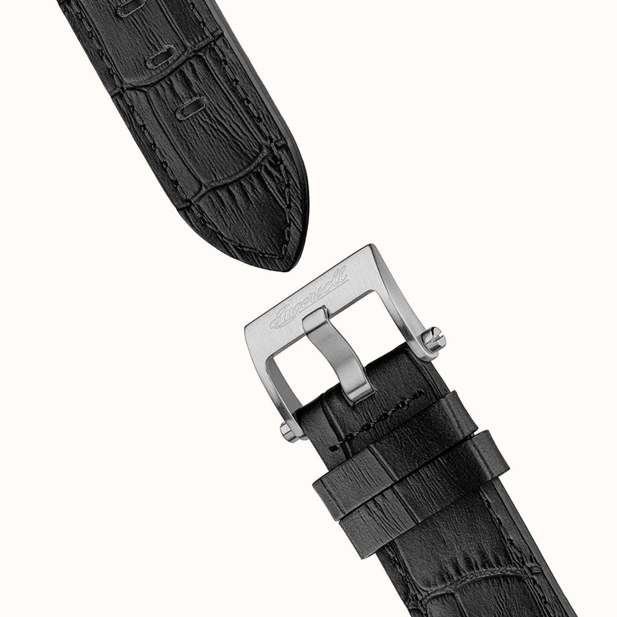 Ingersoll The Catalina Automatik Schwarzes Zifferblatt Schwarzes Lederarmband Herren Uhr I12502