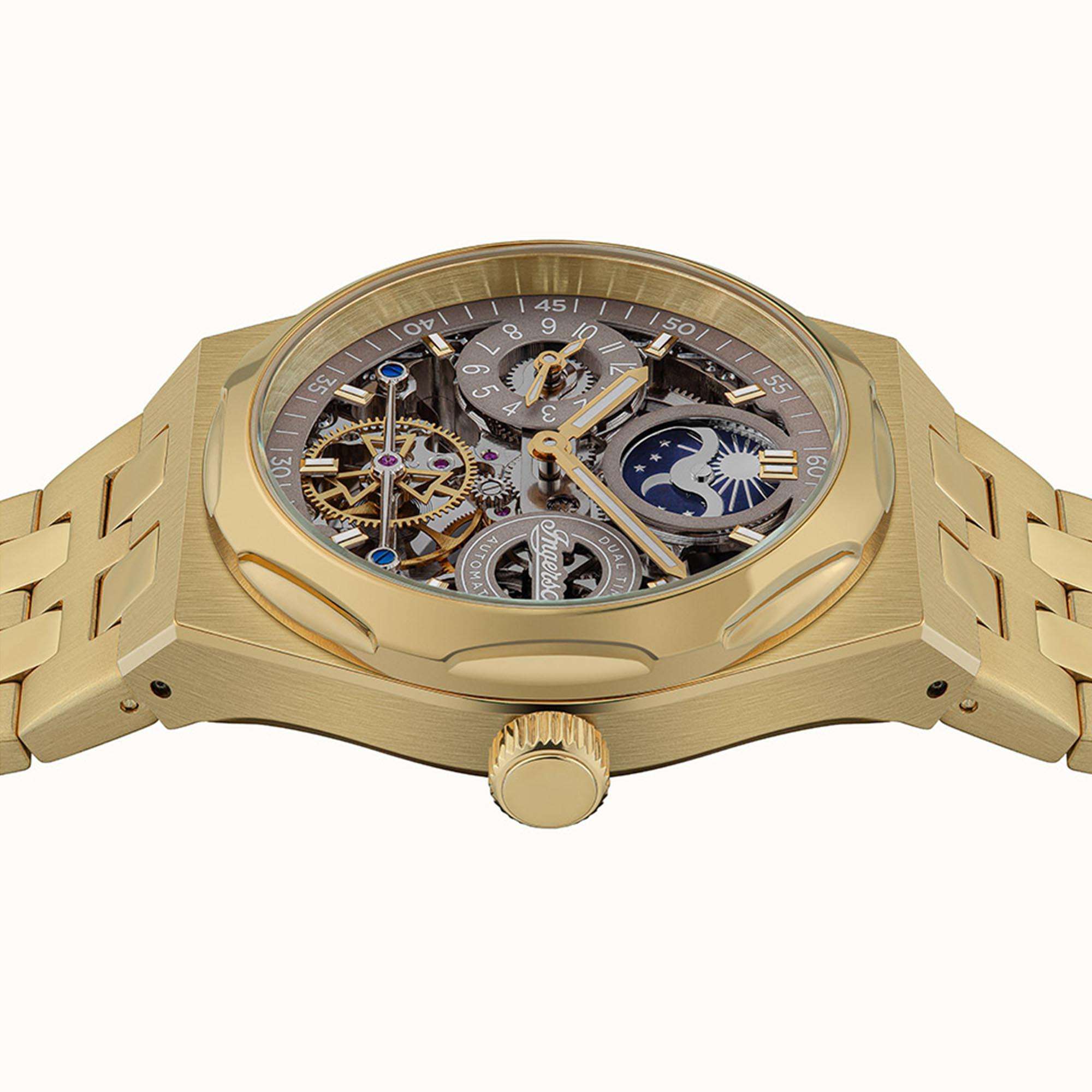 Ingersoll The Broadway Automatic Brown Dial Gold PVD Stainless Steel Bracelet Men's Watch I12902