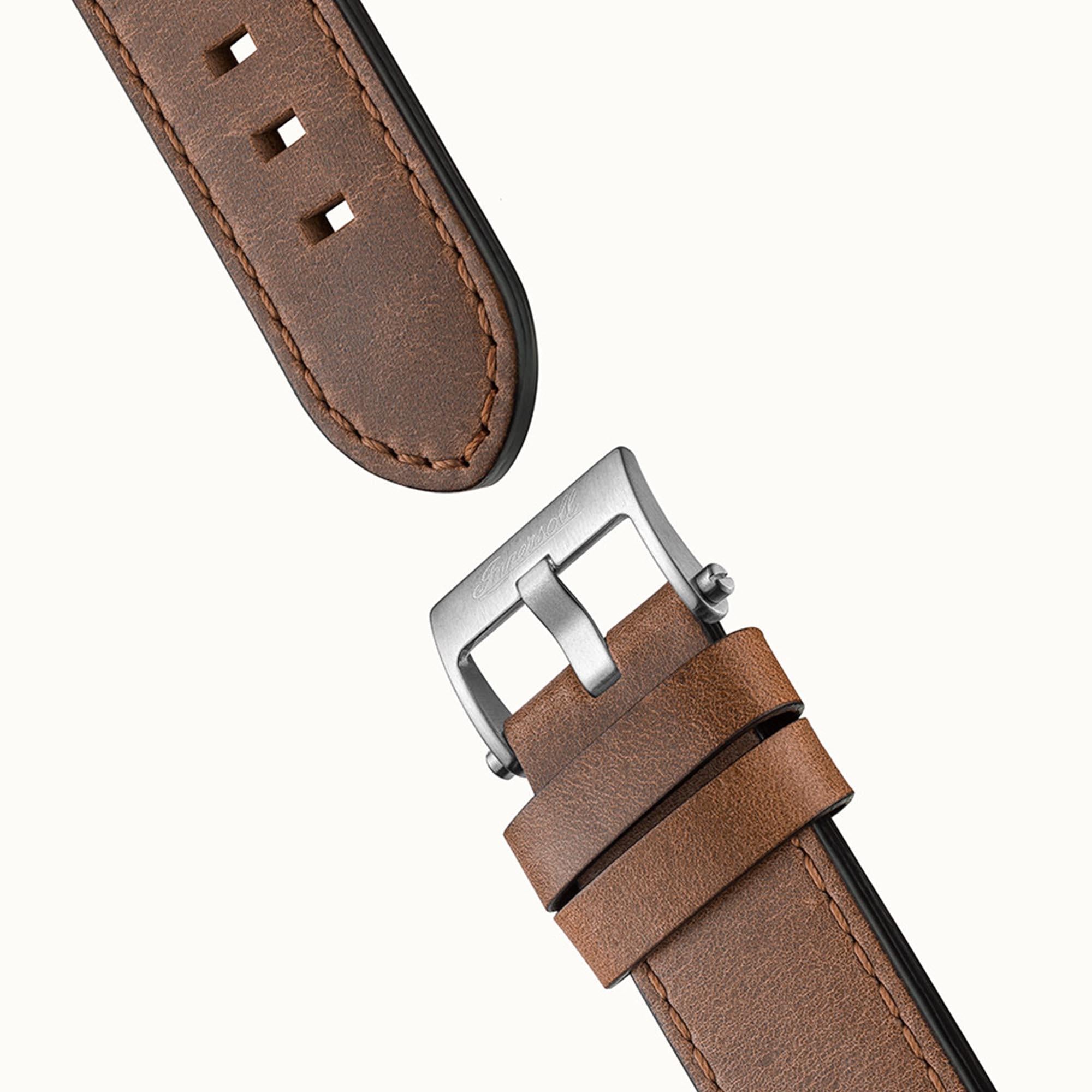 Ingersoll Die Nashville Automatik Blaues Zifferblatt Braunes Lederarmband Herren Uhr I13001