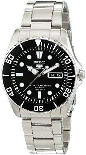 Seiko 5 Sports ‘Seeigel’ Automatik Schwarzes Zifferblatt Edelstahlarmband Herren Uhr SNZF17K1