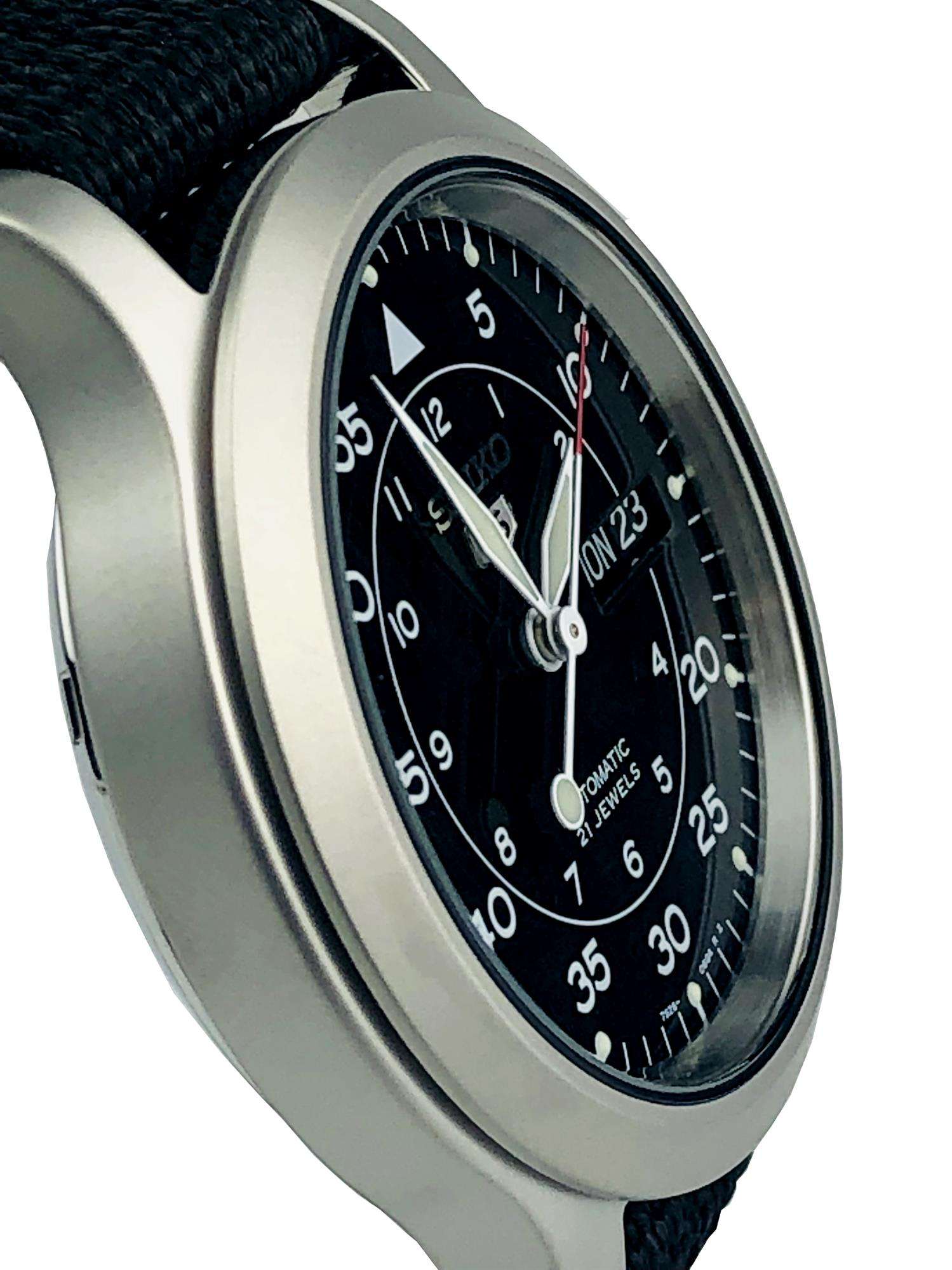 Seiko 5 Automatic Black Dial Black NATO Fabric Strap Men's Watch SNK809K2 - WatchNation