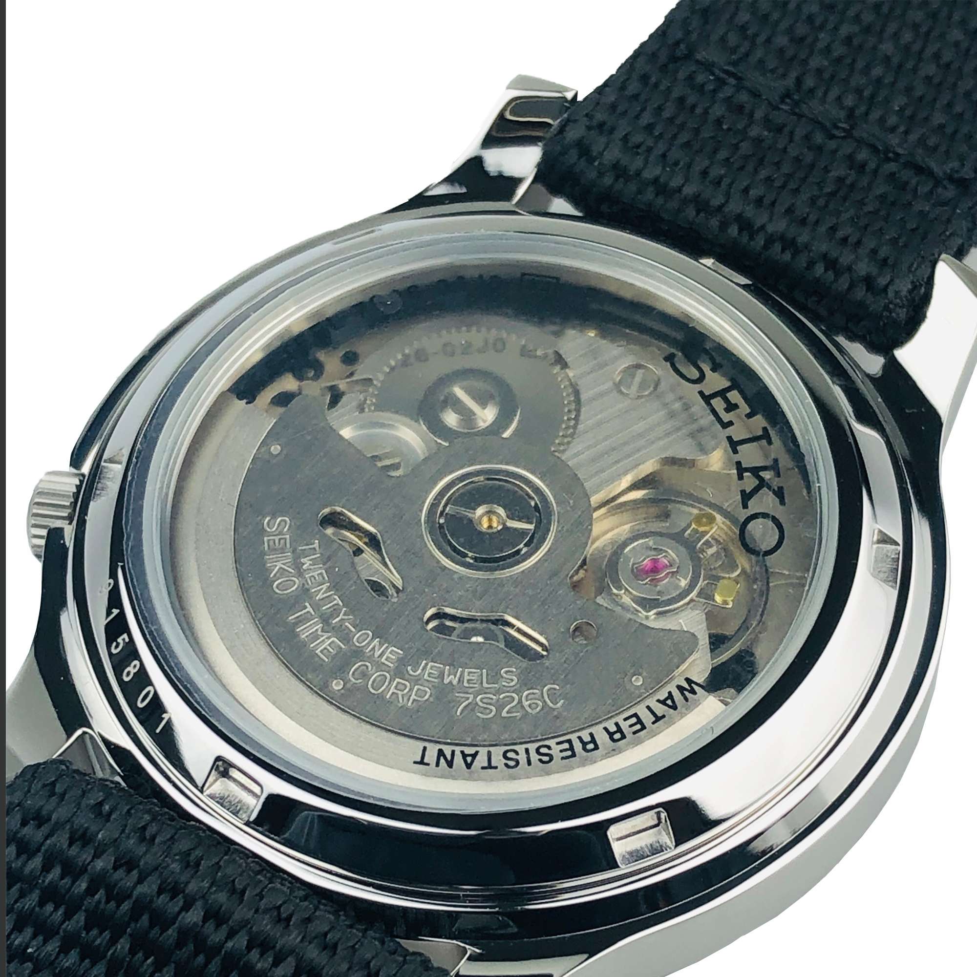 Seiko 5 Automatic Black Dial Black NATO Fabric Strap Men's Watch SNK809K2 - WatchNation