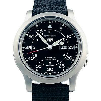 Seiko 5 Automatic Black Dial Black NATO Fabric Strap Men's Watch SNK809K2 - WatchNation