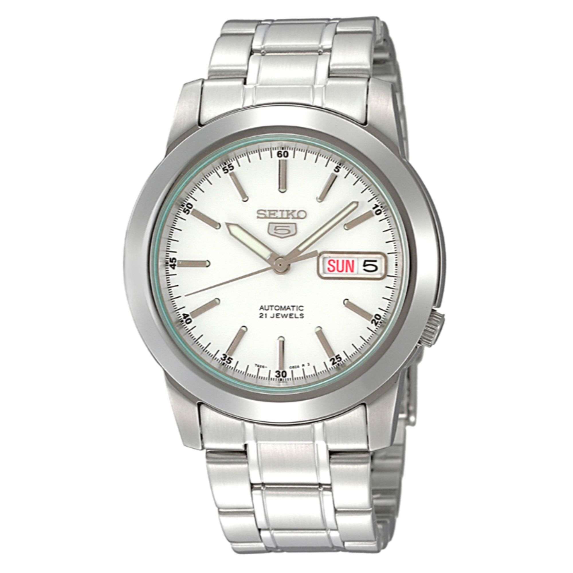 Seiko 5 Automatik Weißes Zifferblatt Edelstahl Herren Uhr SNKE49K1
