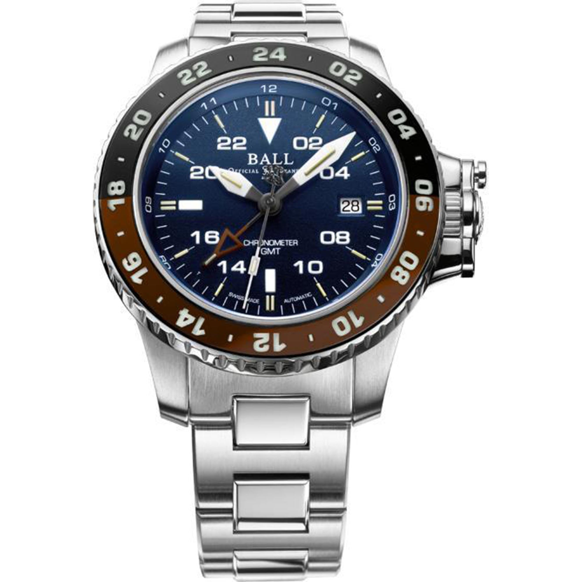 Ball Engineer Hydrocarbon AeroGMT II Automatic Blue Dial Steel Strap Men's Watch DG2018C-S12C-BE