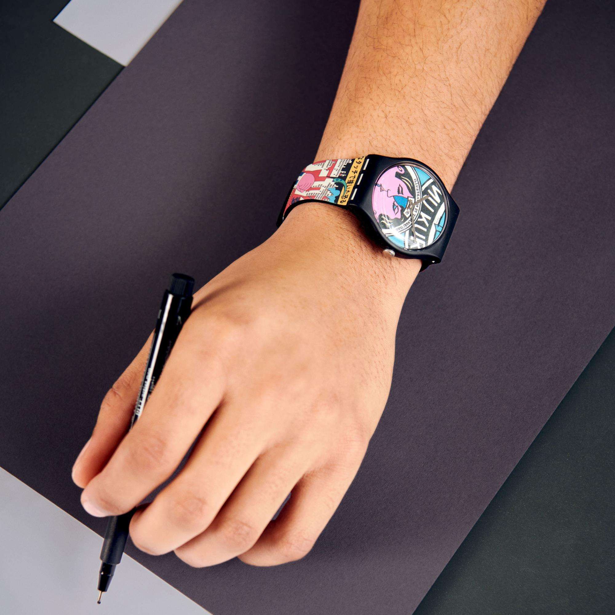 Swatch MoMA Quarz Die Stadt und Design, Die Wunder des Lebens Silikon Armband Damen Uhr SUOZ334