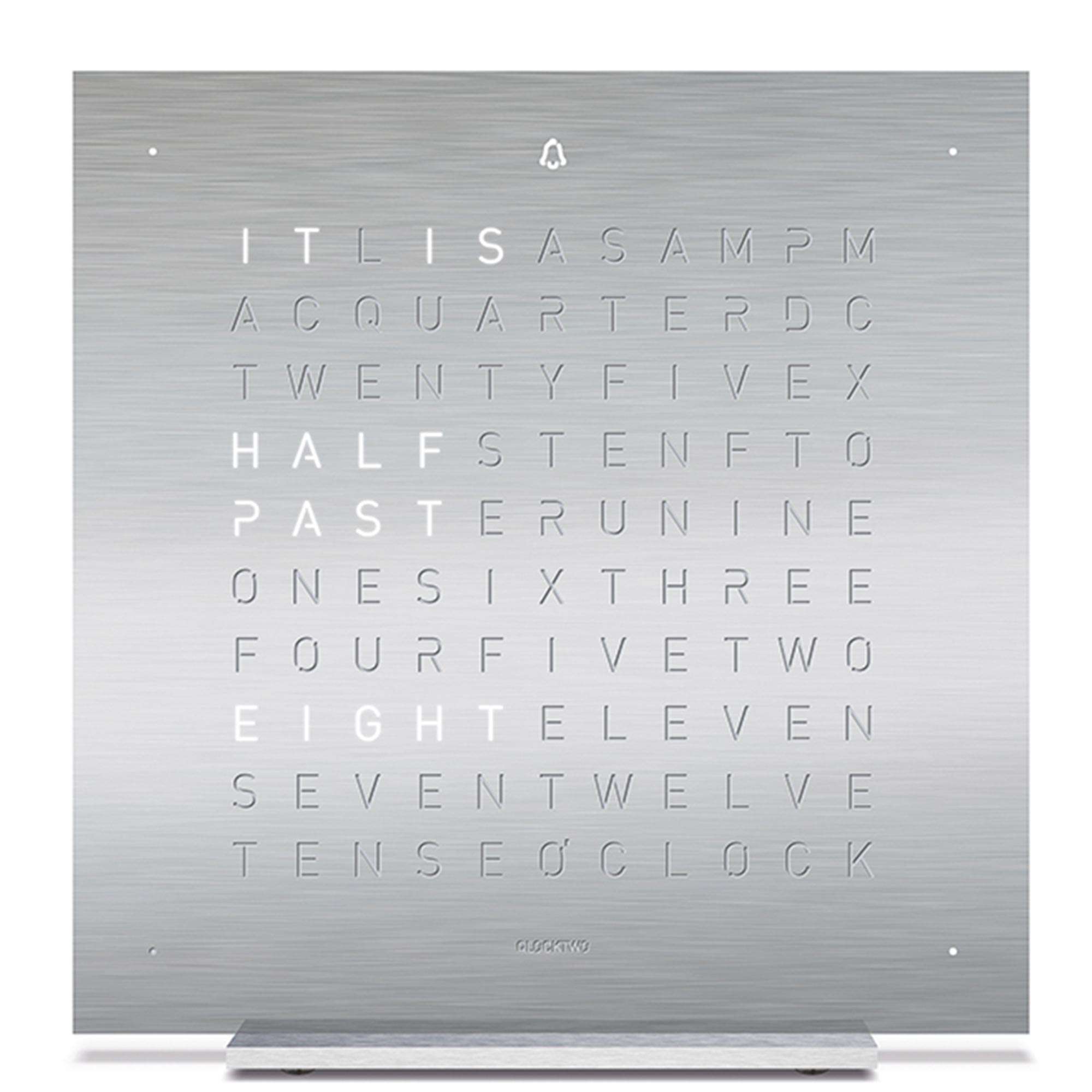 QLOCKTWO Touch Tischuhr Vollmetall Silbernes Gehäuse T4SENSS