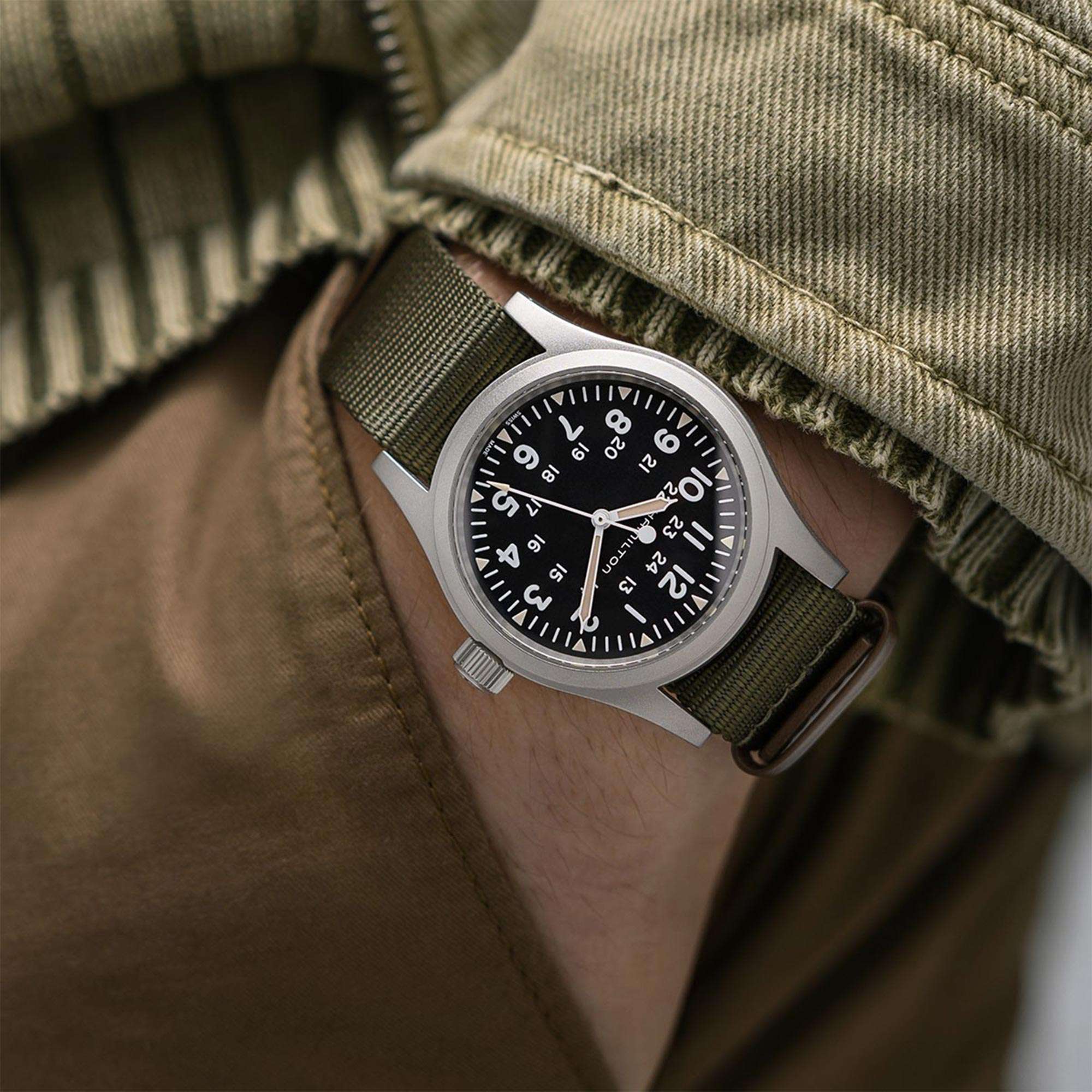 Hamilton Khaki Field 38mm Black Dial NATO Mens Mechanical Watch H69439931