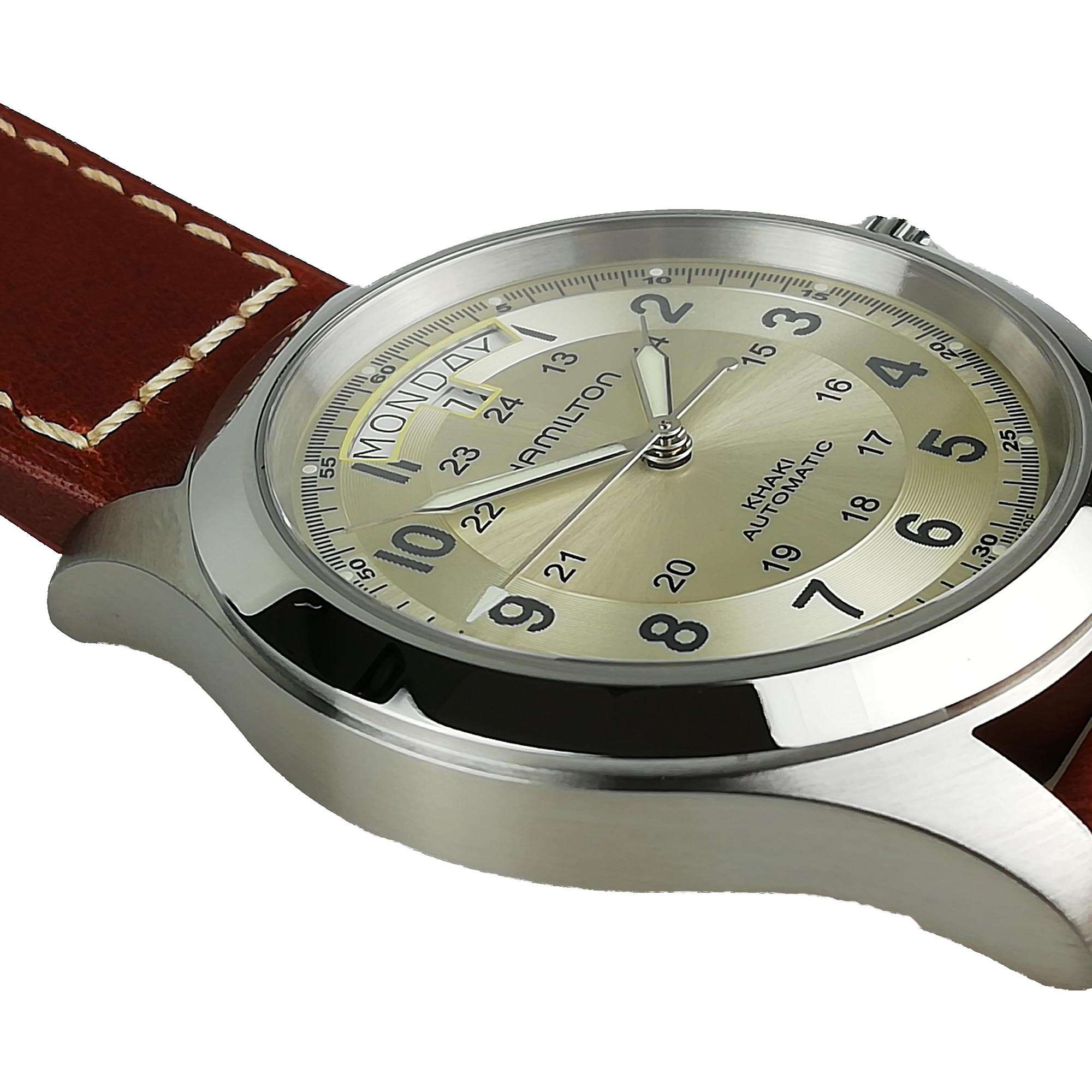 Hamilton Khaki Field H64455523 40mm brushed case side profile