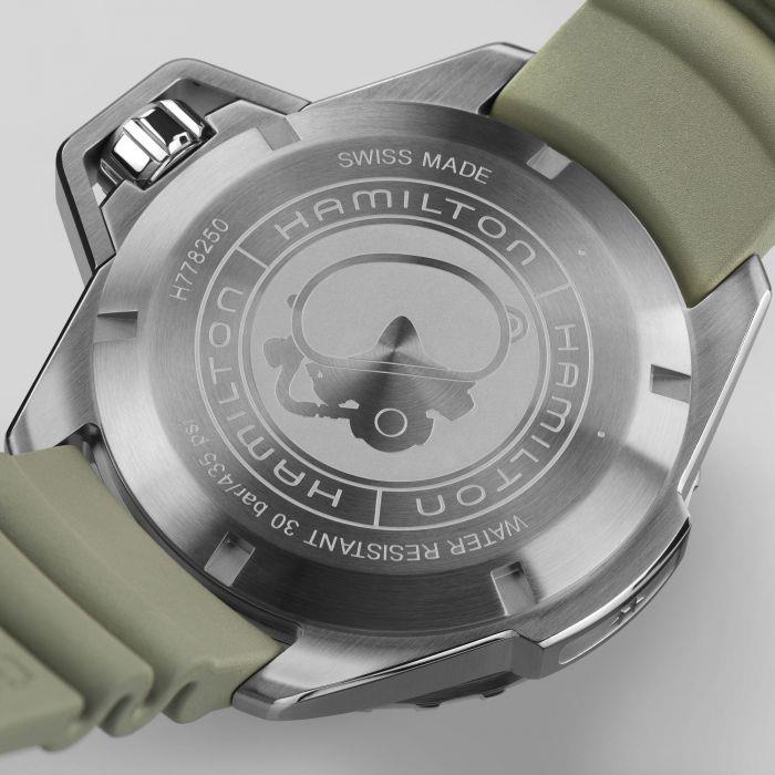Hamilton Khaki Navy 46mm Schwarzes Zifferblatt Gummi Herren Automatik Uhr H77825331
