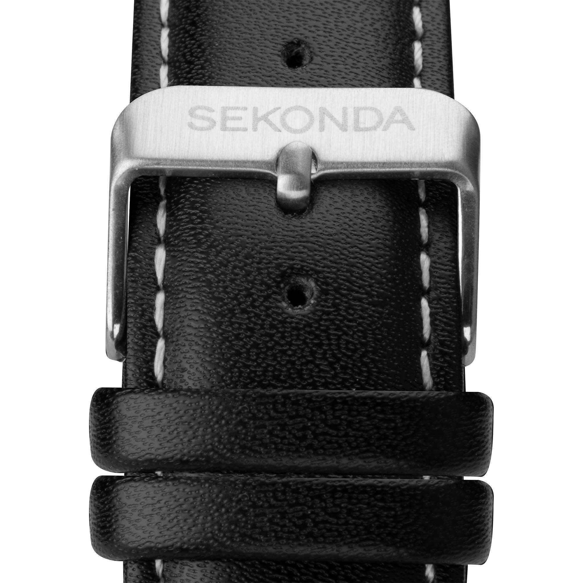 Sekonda Chronograph Quarz Grünes Zifferblatt Schwarzes Lederarmband Herren Uhr 1937