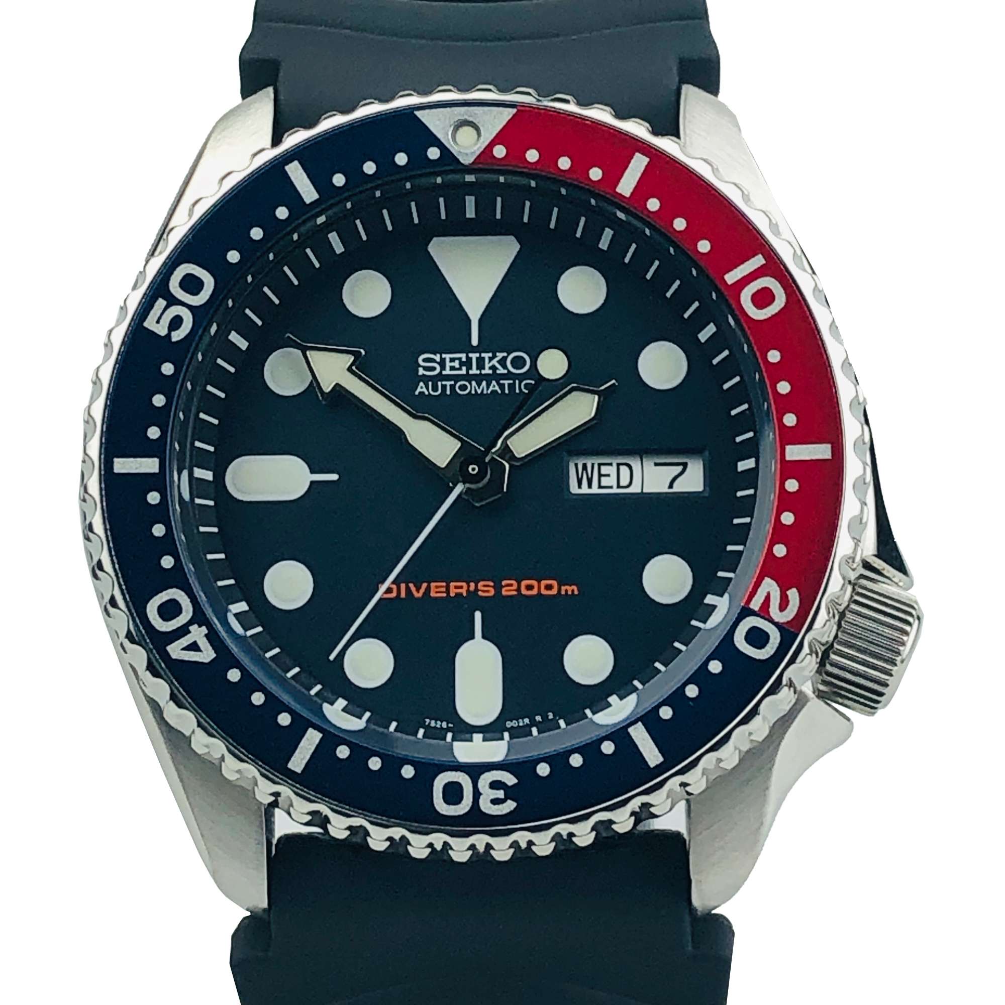 Seiko Divers Pepsi Automatik Schwarzes Zifferblatt Schwarzes Gummiarmband Herren Uhr SKX009K1