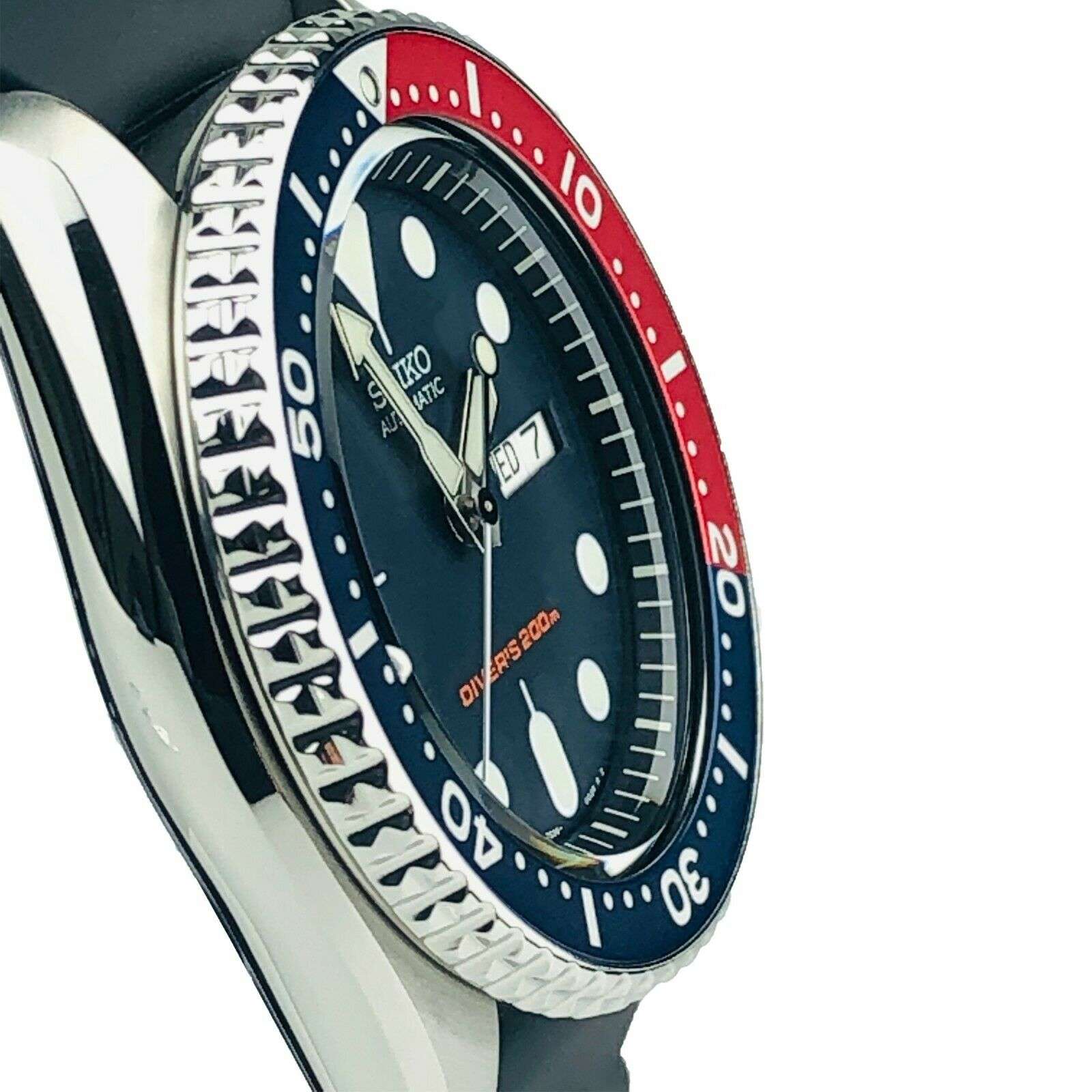 Seiko Divers Pepsi Automatik Schwarzes Zifferblatt Schwarzes Gummiarmband Herren Uhr SKX009K1