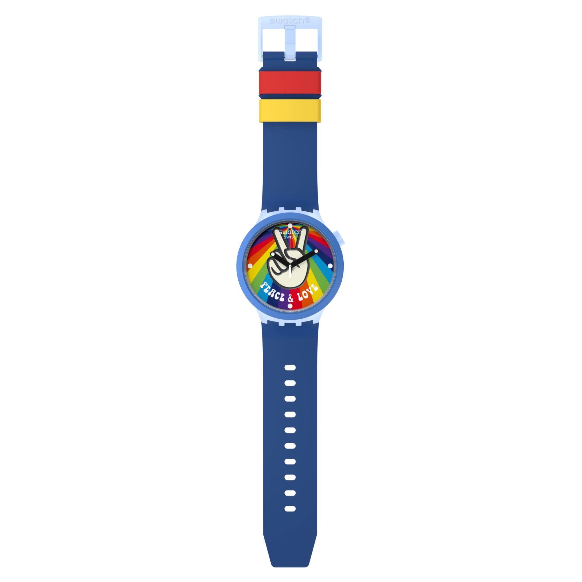 Swatch Big Bold 41mm White Dial Silicone Quartz Watch SB03N105