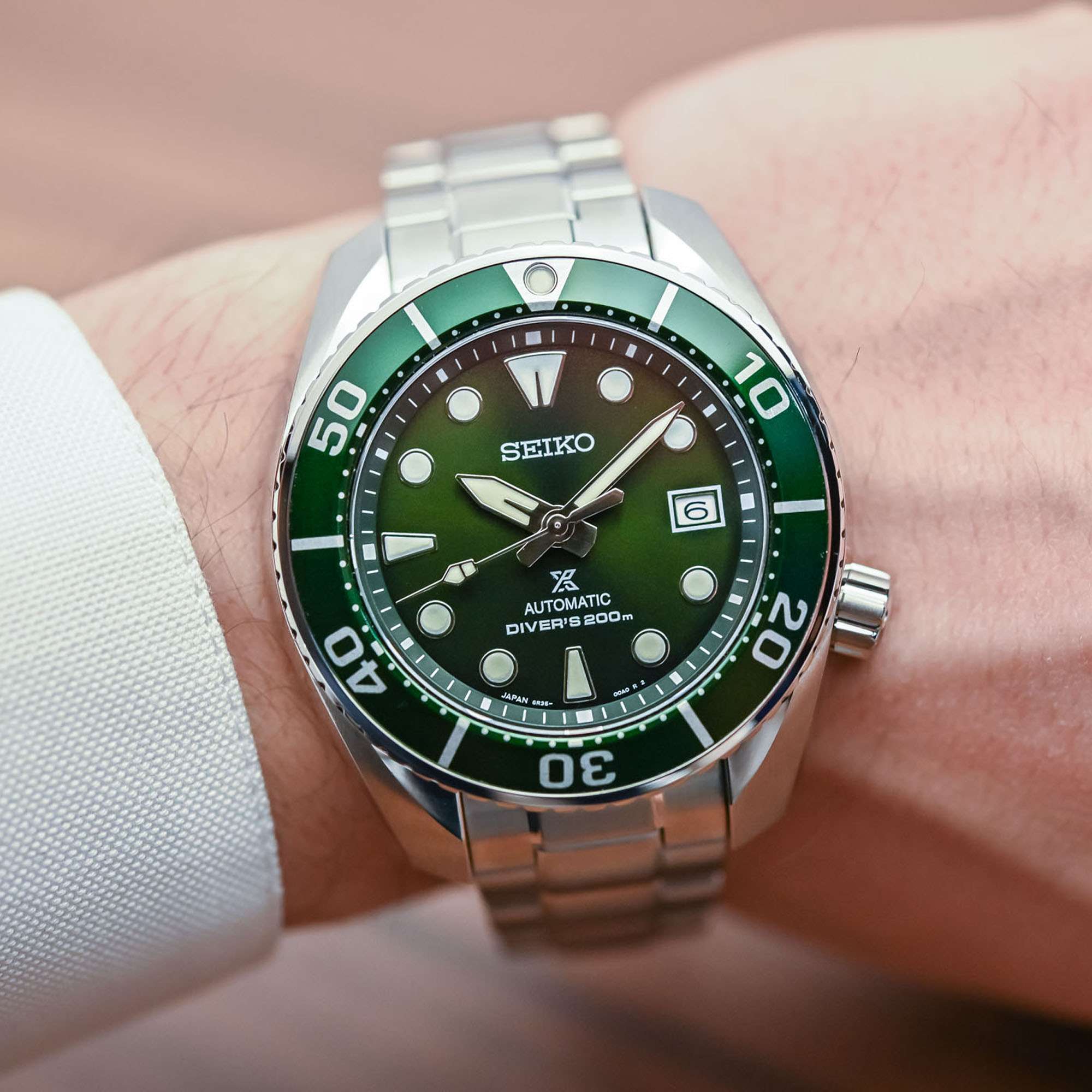 Seiko Prospex 'Sumo' Automatik Grünes Zifferblatt Edelstahlarmband Herren Uhr SPB103J1