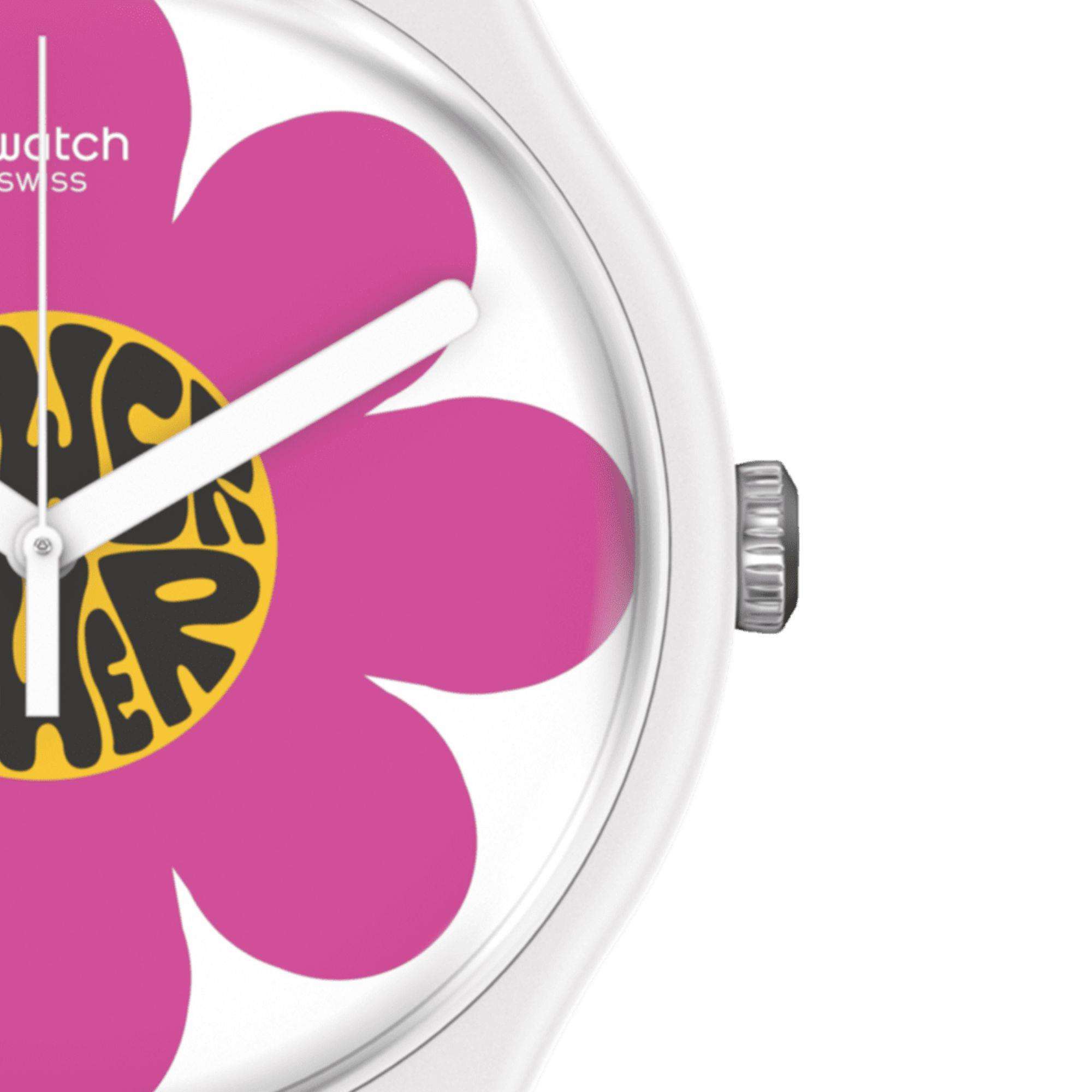 Swatch New Gent Bioceramic Flower Hour Quartz Multi-Coloured Dial Silicone Watch SO32M104