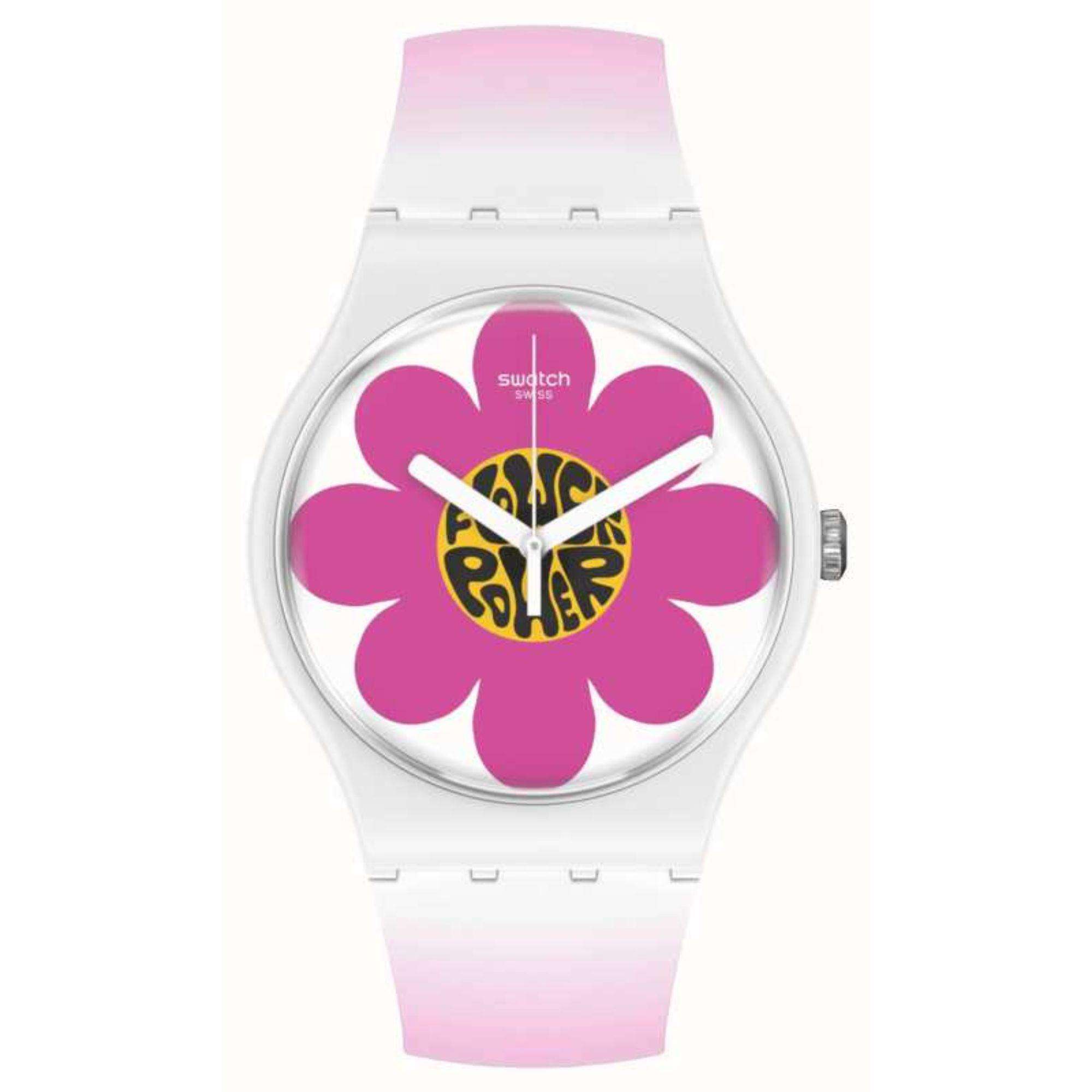 Swatch New Gent Bioceramic Flower Hour Quartz Multi-Coloured Dial Silicone Watch SO32M104