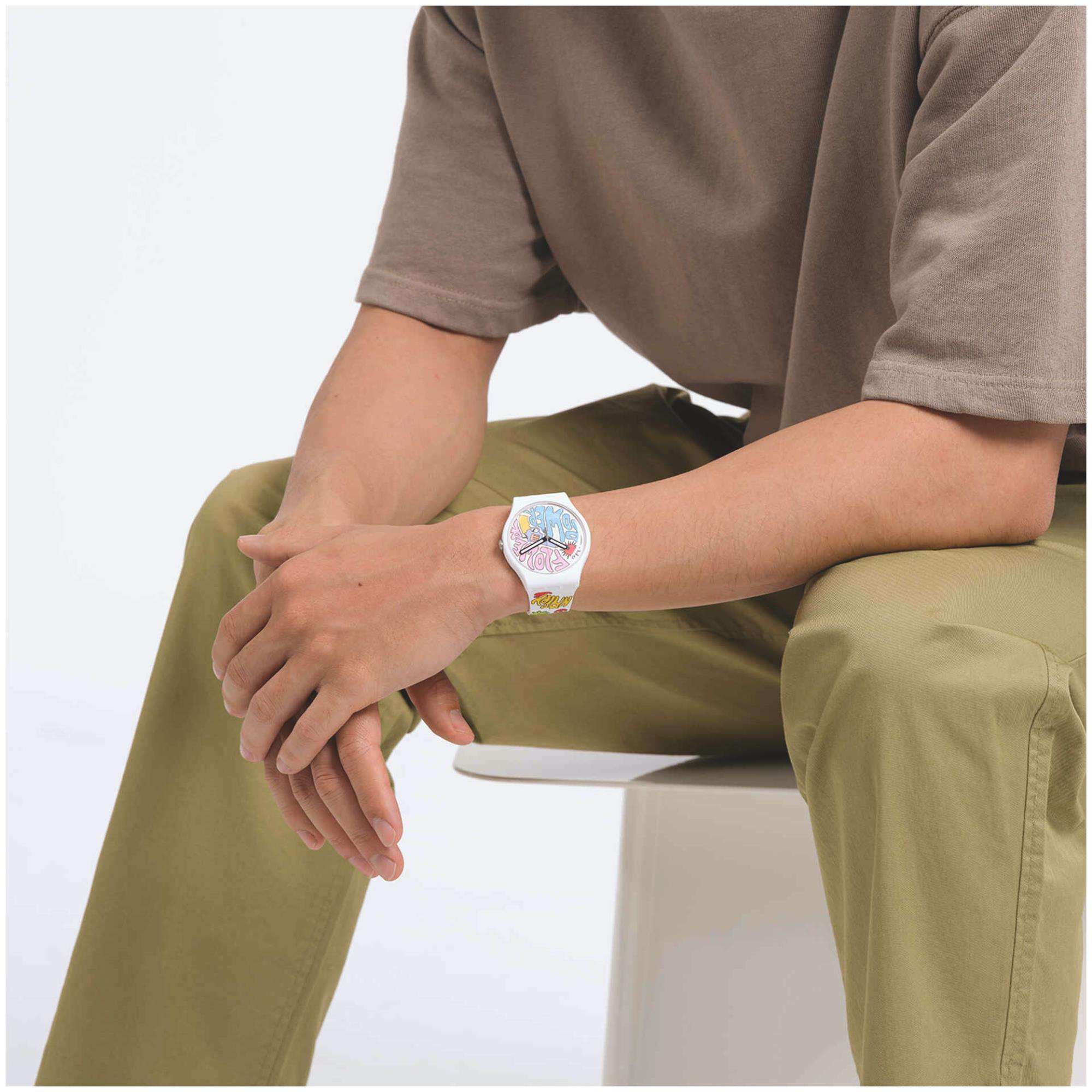 Swatch New Gent Bioceramic Power Of Peace Quartz Multi-Coloured Dial Silicone Watch SO32W107