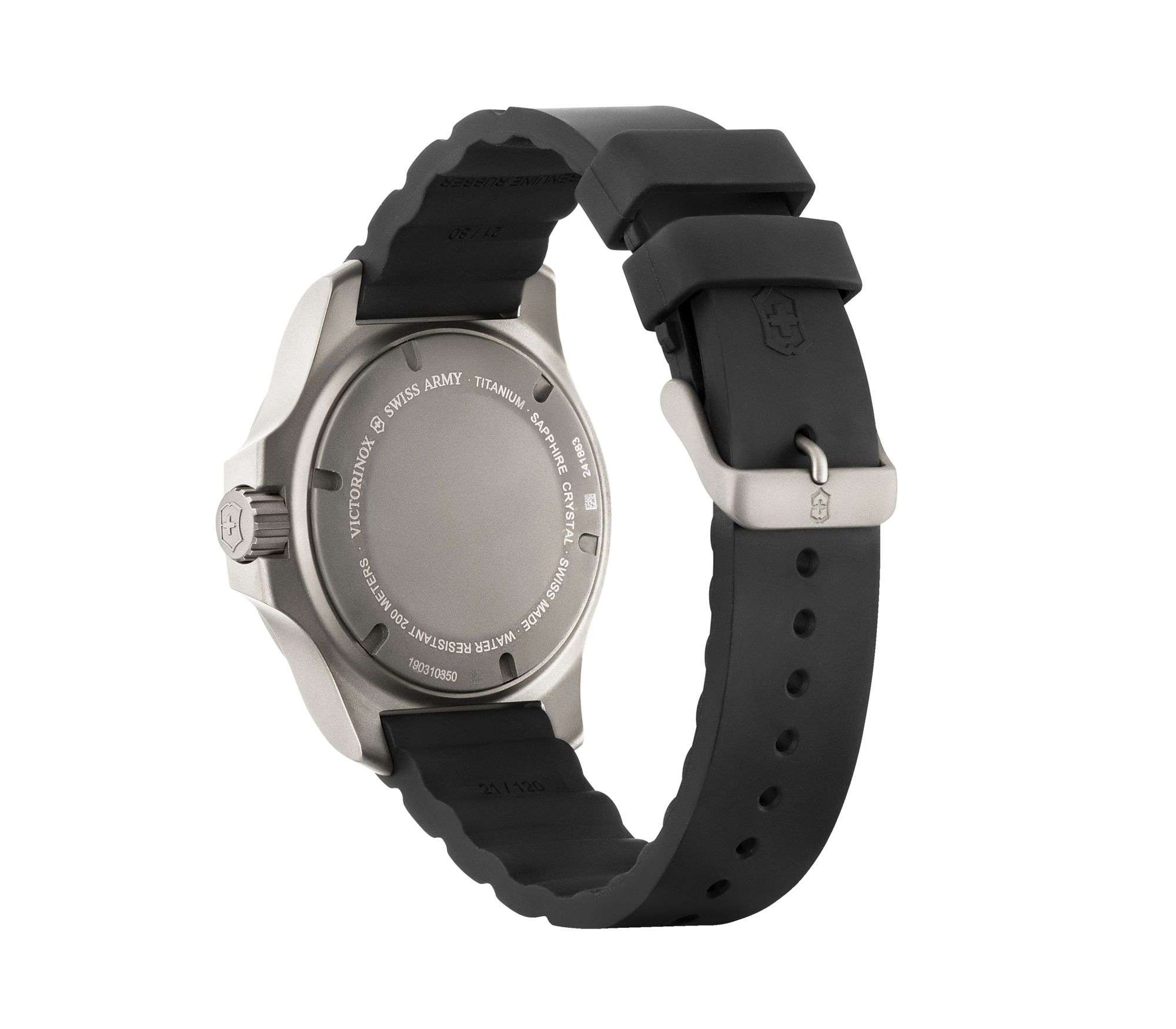 Victorinox I.N.O.X 42mm Black Dial Rubber Mens Quartz Watch 241883