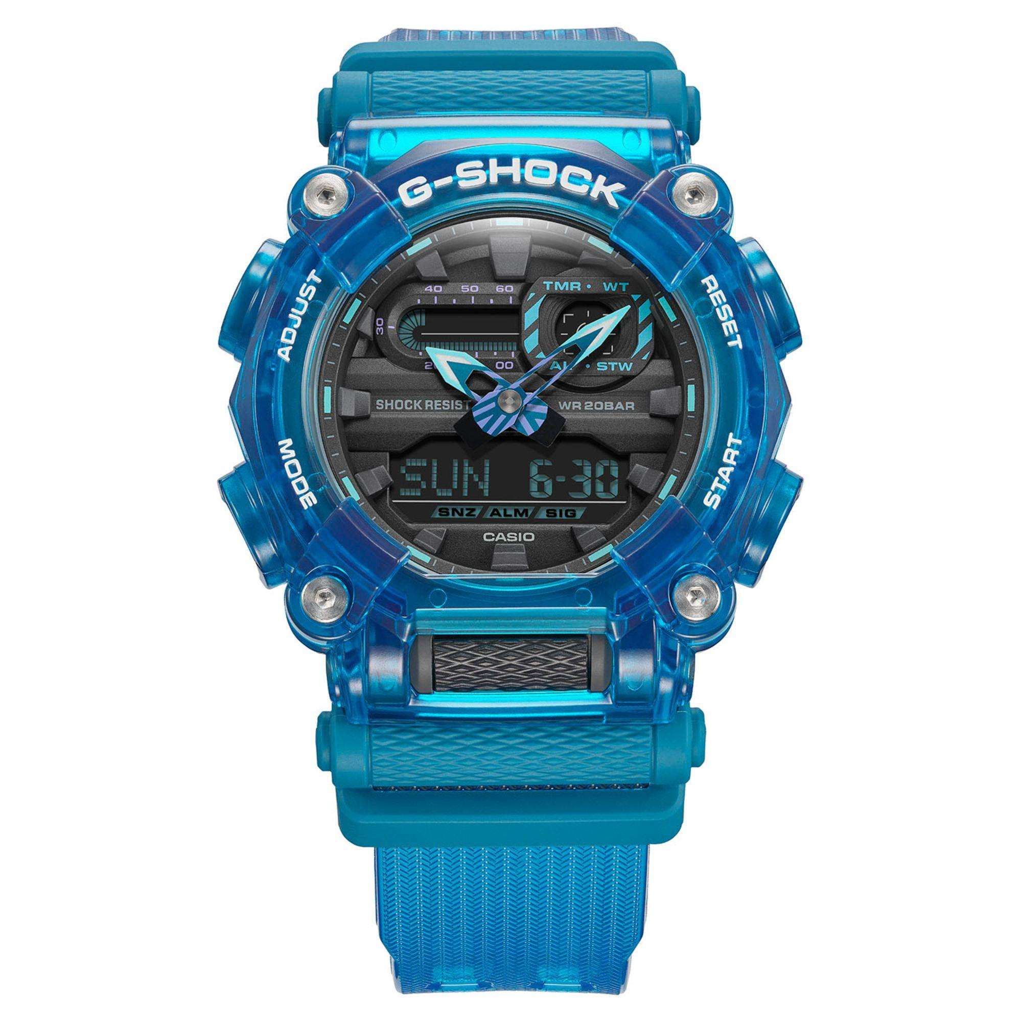 Casio G-Shock "Soundwave" Skelett Stil Blau Digi-Analog Herren Uhr GA-900SKL-2AER