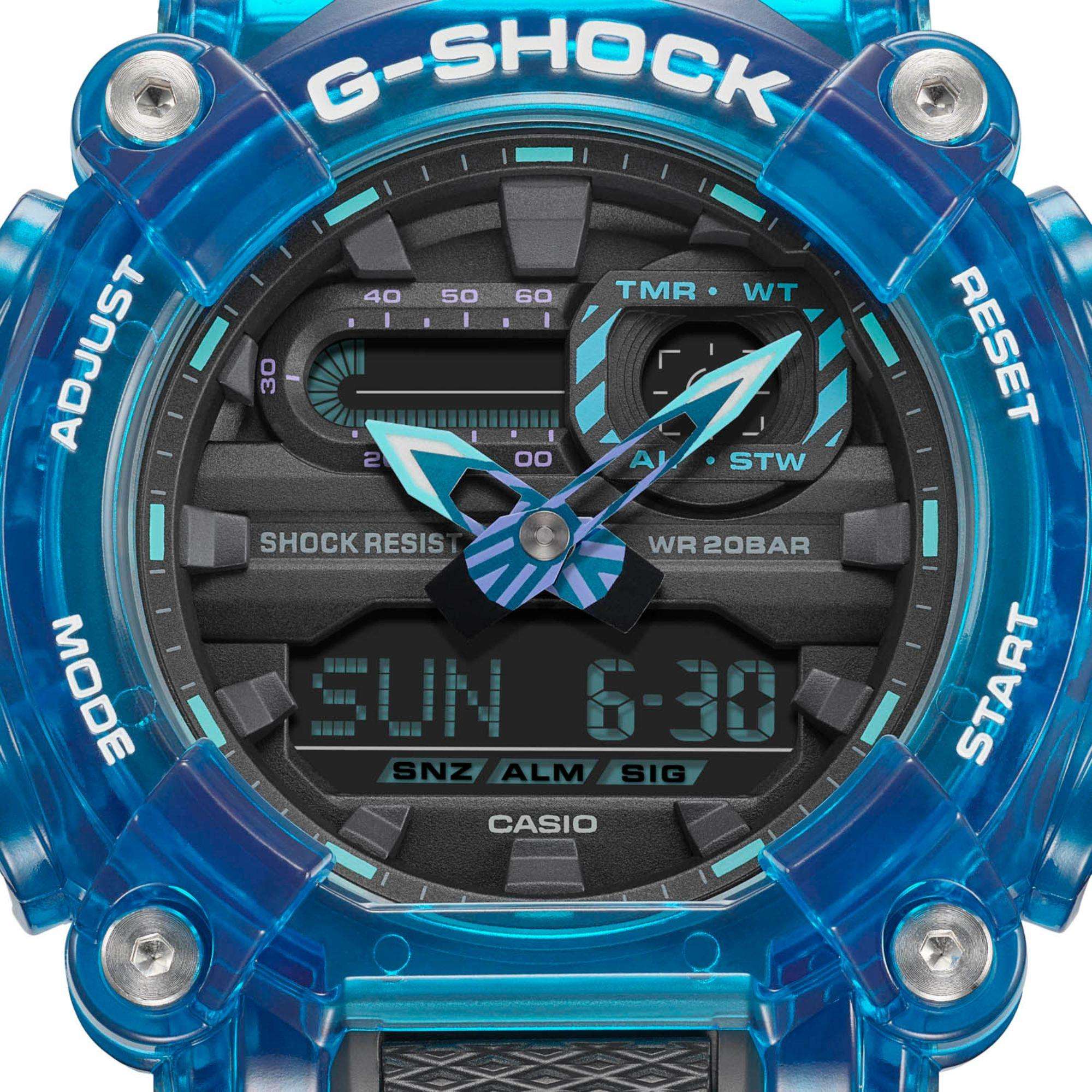 Casio G-Shock "Soundwave" Skelett Stil Blau Digi-Analog Herren Uhr GA-900SKL-2AER