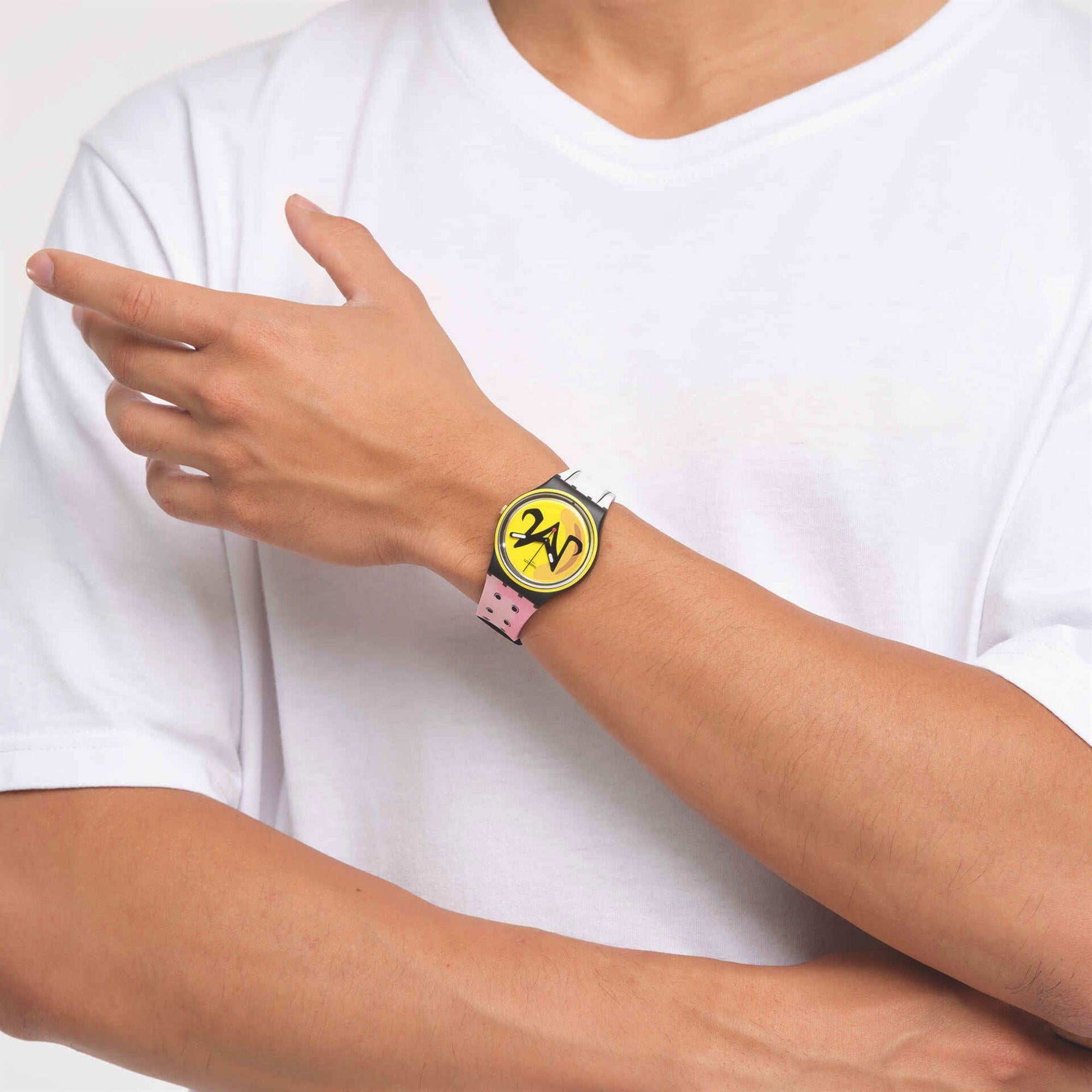 Swatch Originals 40mm Yellow Dial Silicone Quartz Watch GZ358